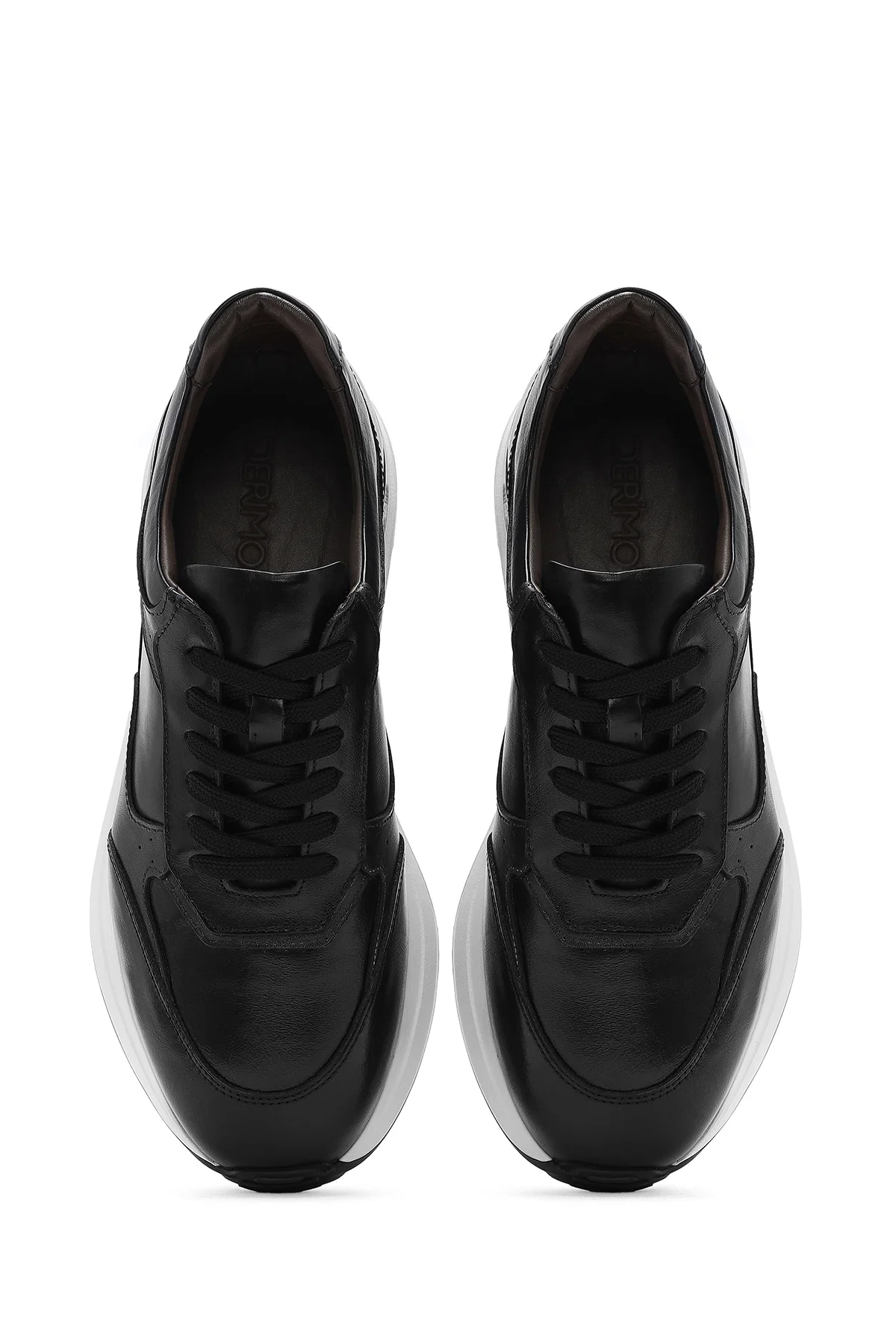 Erkek Siyah Bağcıklı Deri Sneaker - Image 7