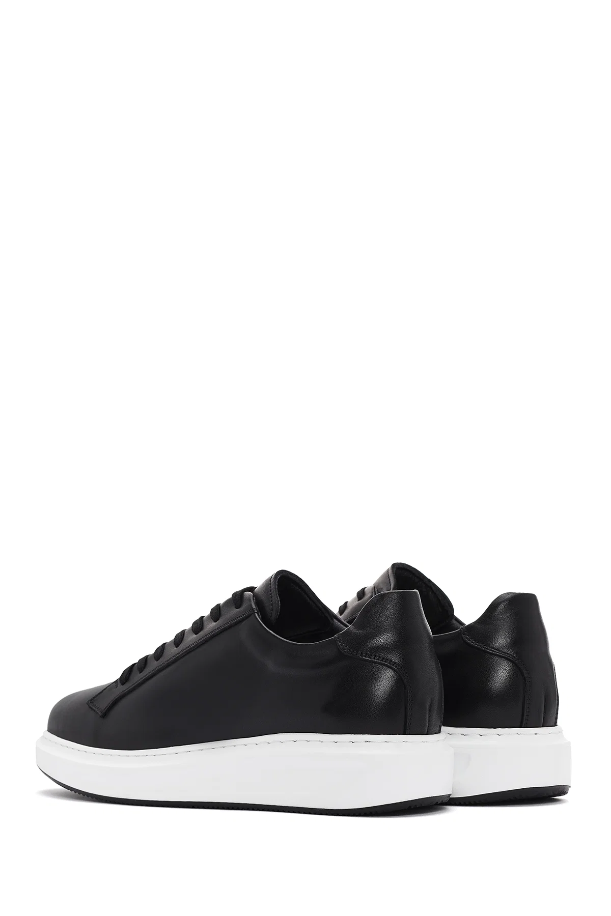 Erkek Siyah Bağcıklı Deri Sneaker - Image 5