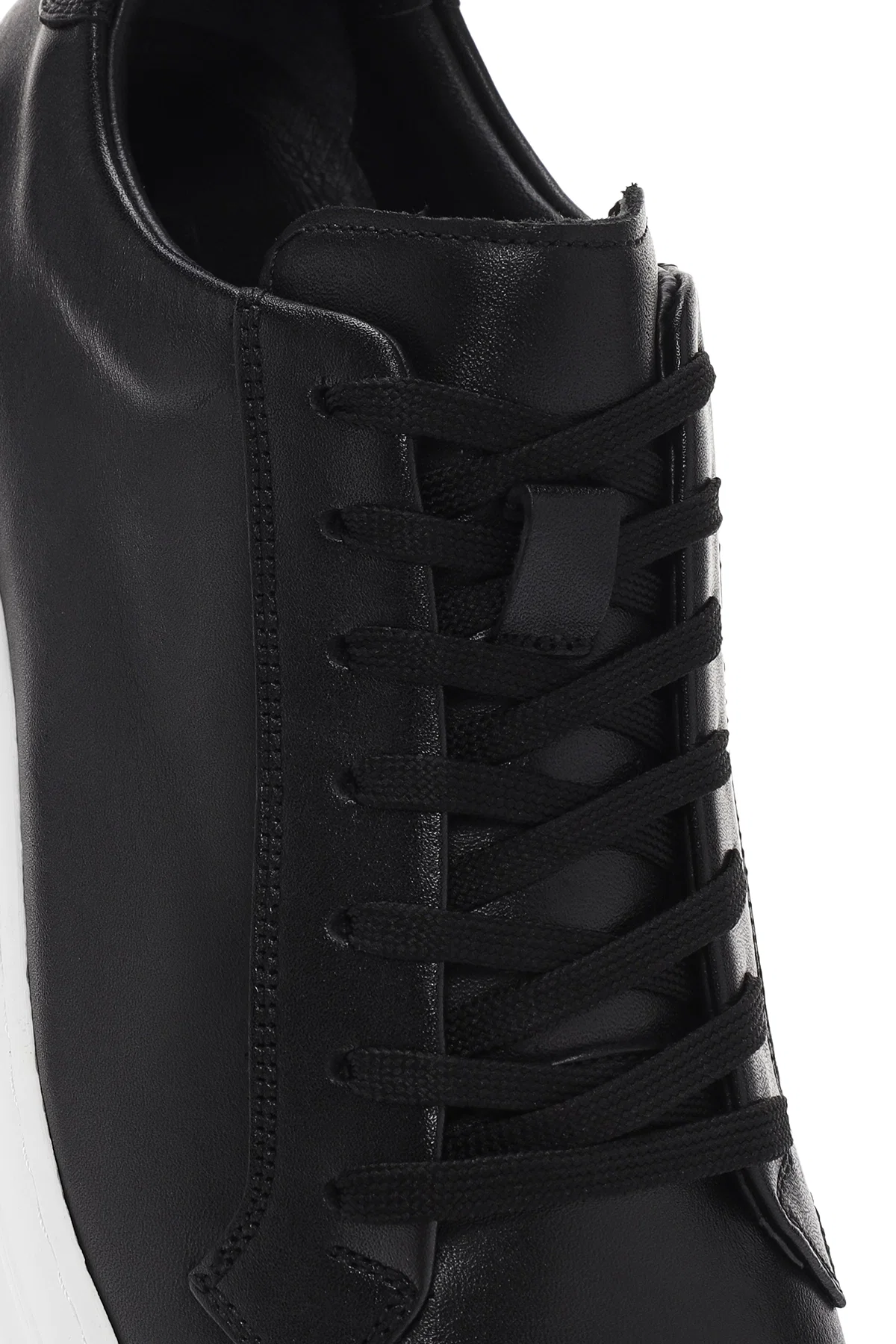 Erkek Siyah Bağcıklı Deri Sneaker - Image 9