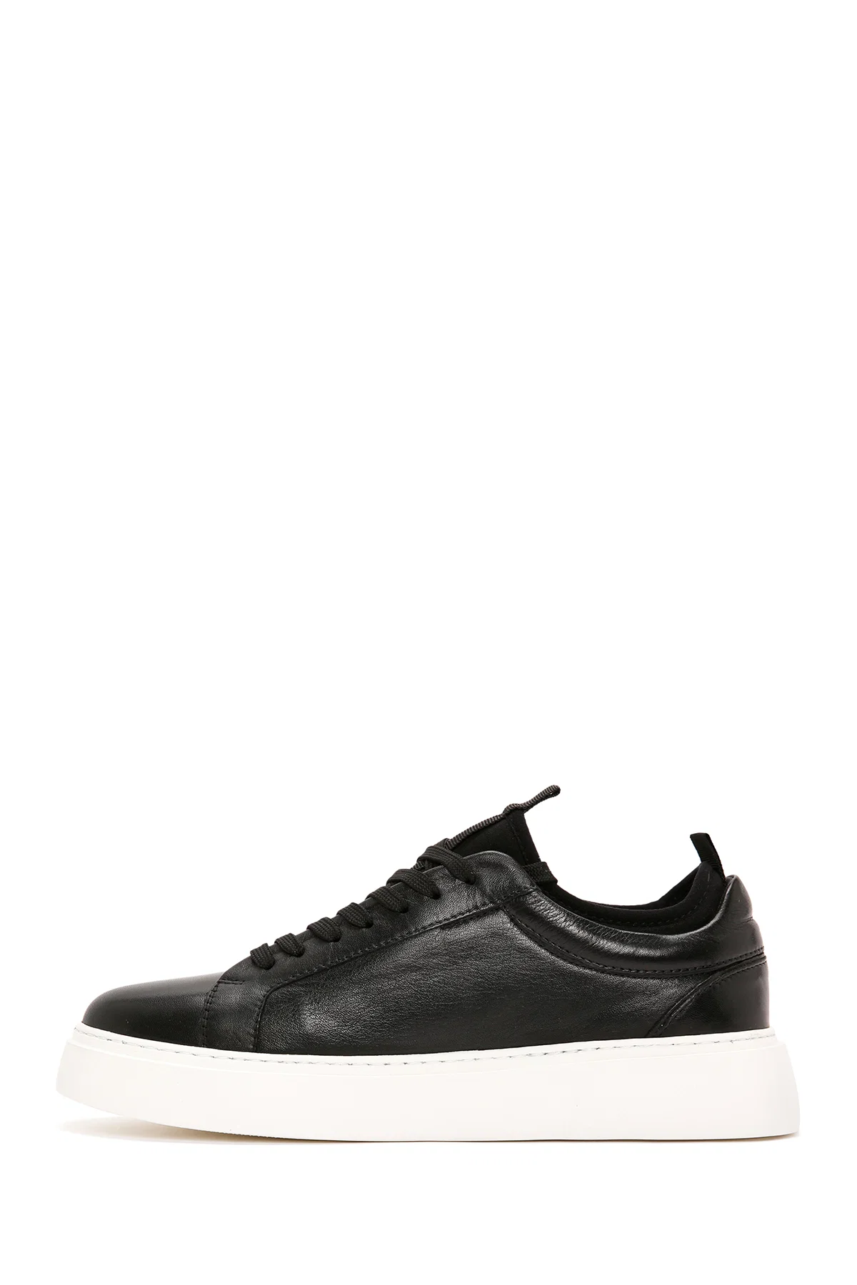 Erkek Siyah Bağcıklı Deri Sneaker - Image 2