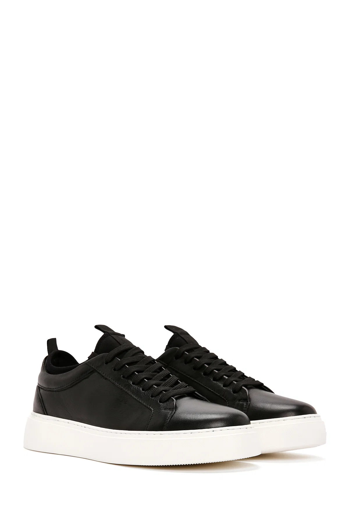 Erkek Siyah Bağcıklı Deri Sneaker - Image 3