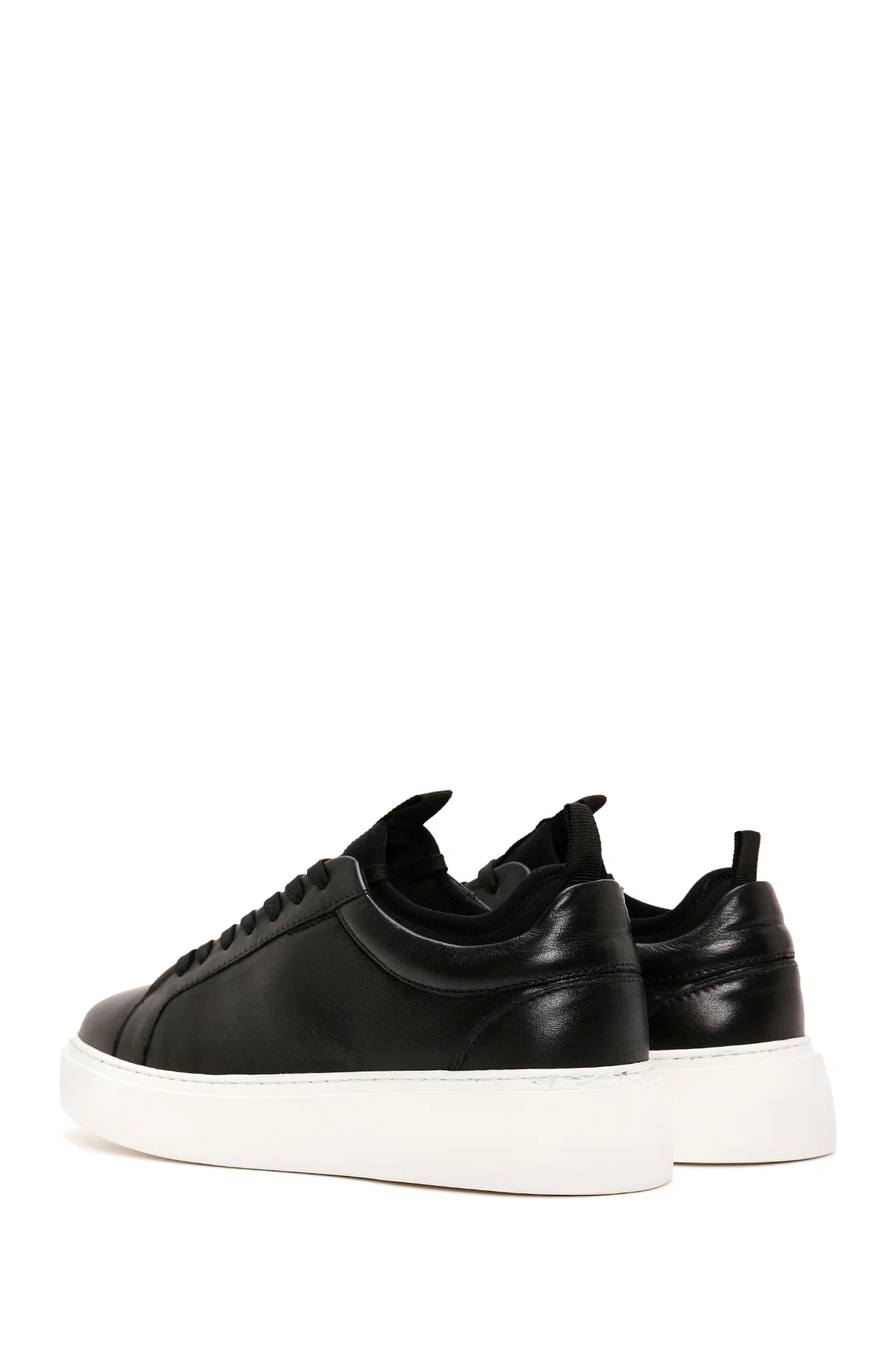 Erkek Siyah Bağcıklı Deri Sneaker - Image 5