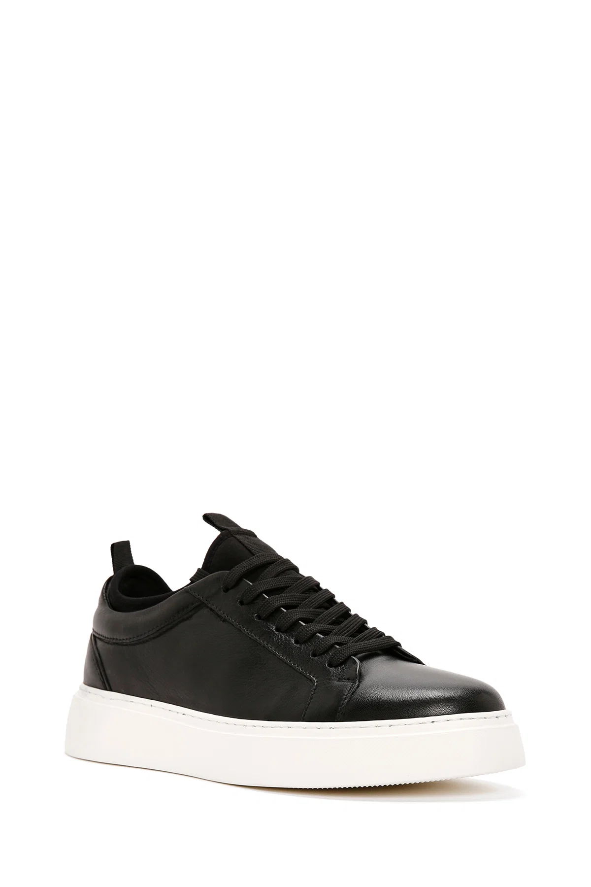 Erkek Siyah Bağcıklı Deri Sneaker - Image 6