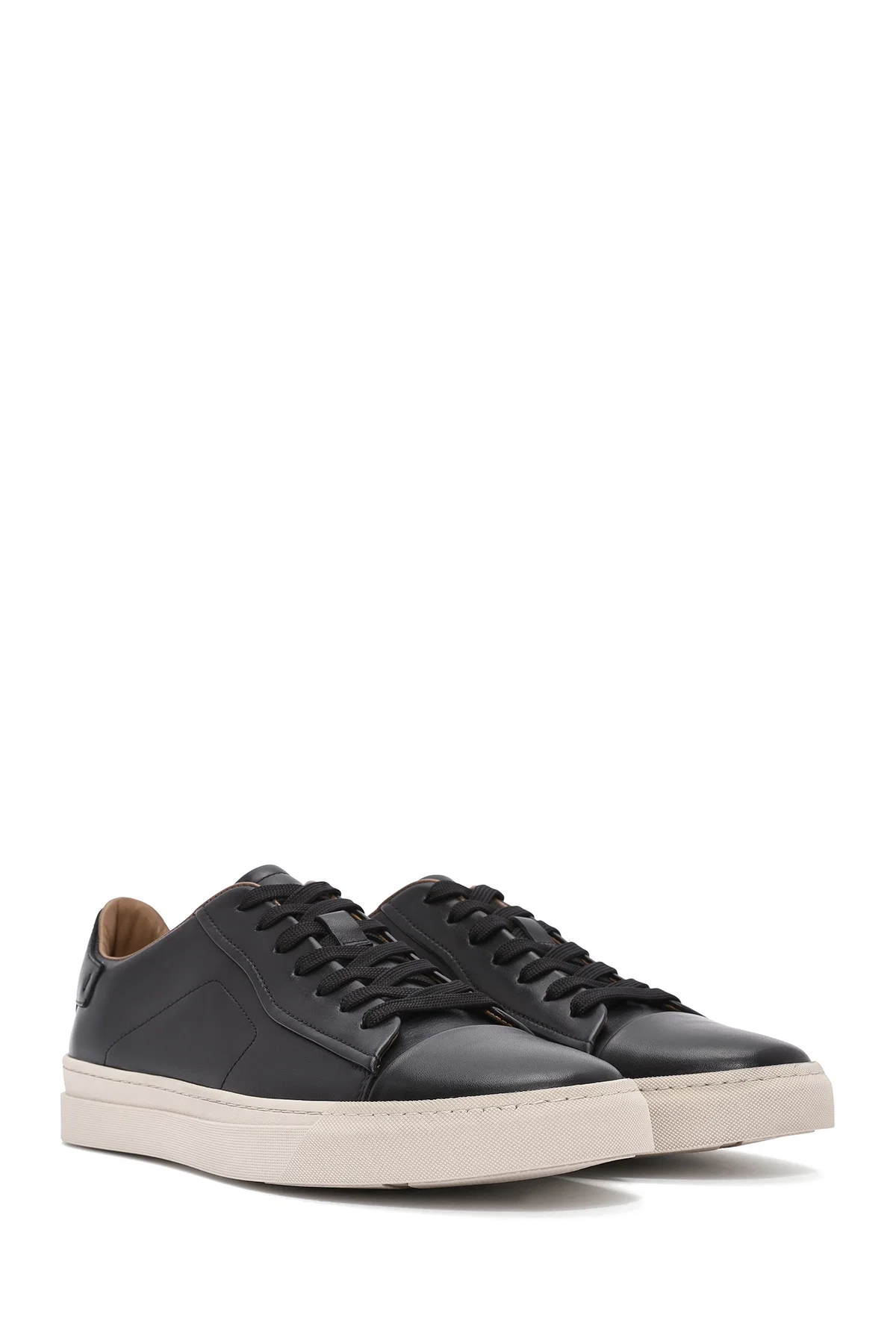 Erkek Siyah Bağcıklı Deri Sneaker - Image 3