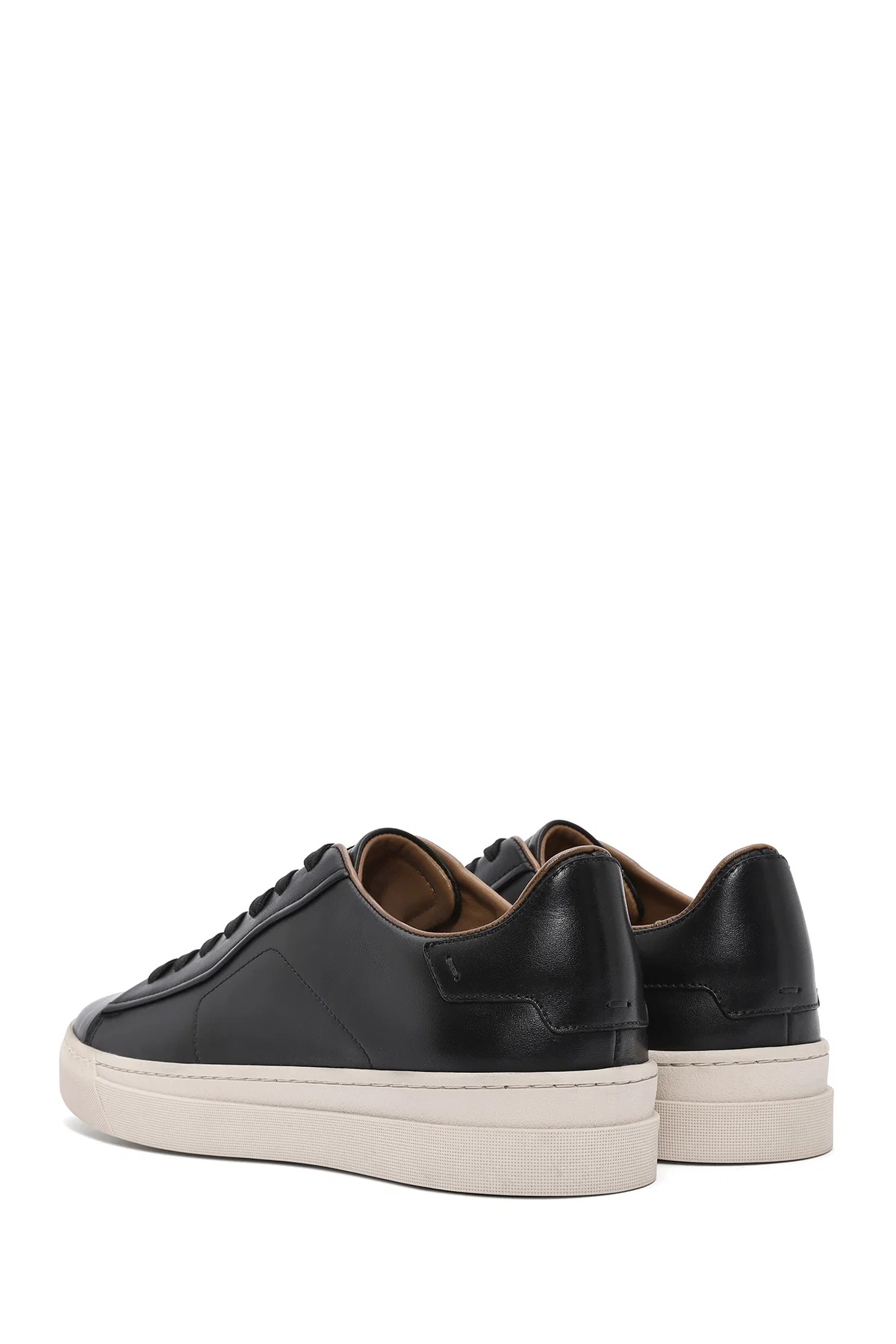 Erkek Siyah Bağcıklı Deri Sneaker - Image 5