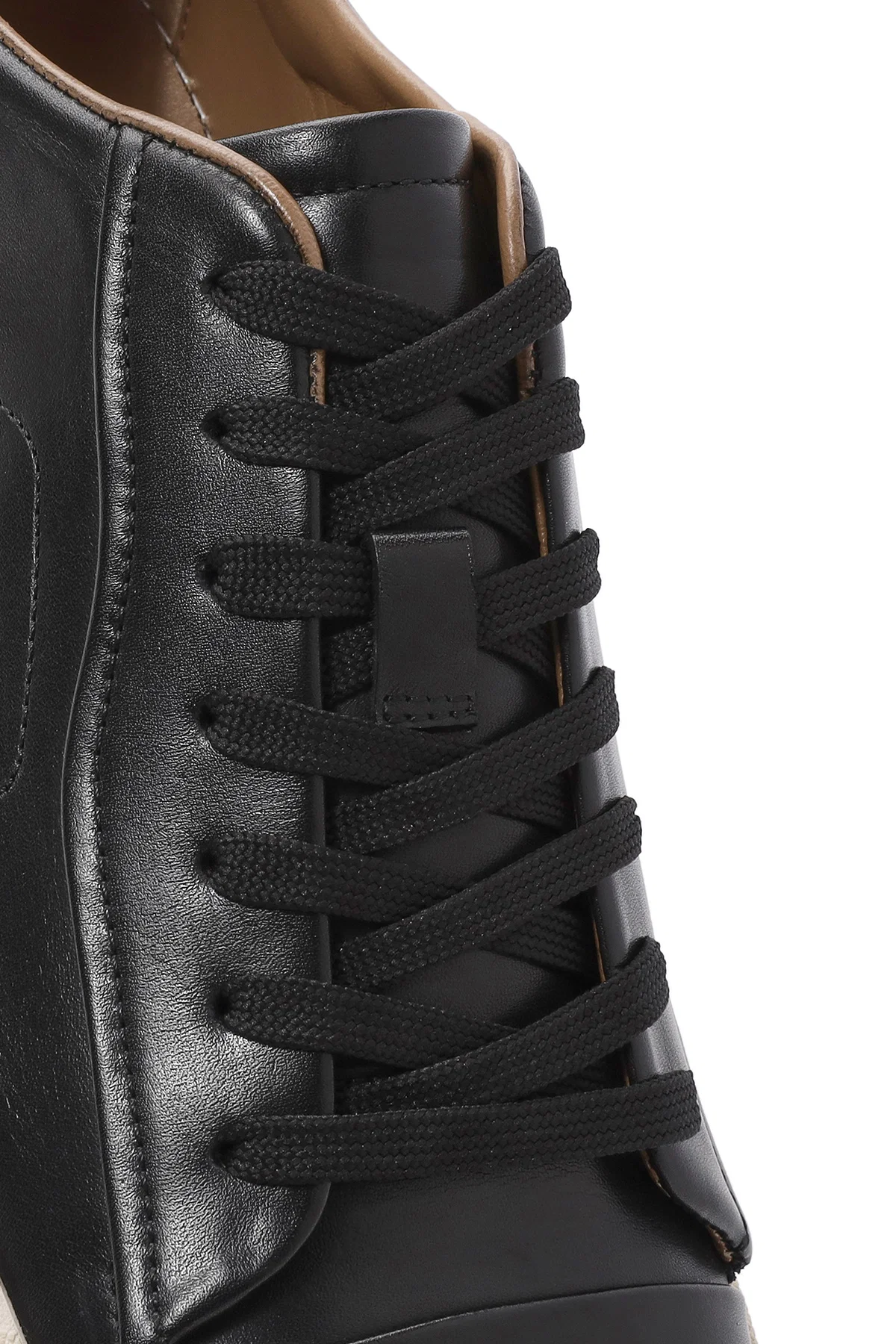 Erkek Siyah Bağcıklı Deri Sneaker - Image 9
