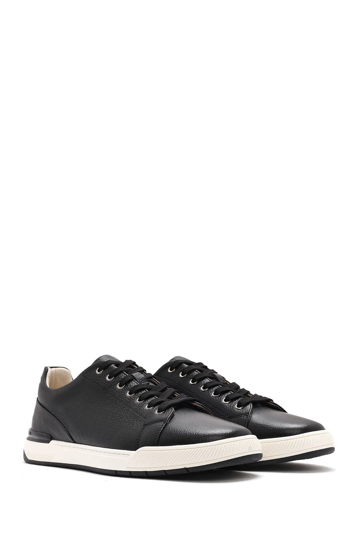 Erkek Siyah Bağcıklı Deri Sneaker - Image 3