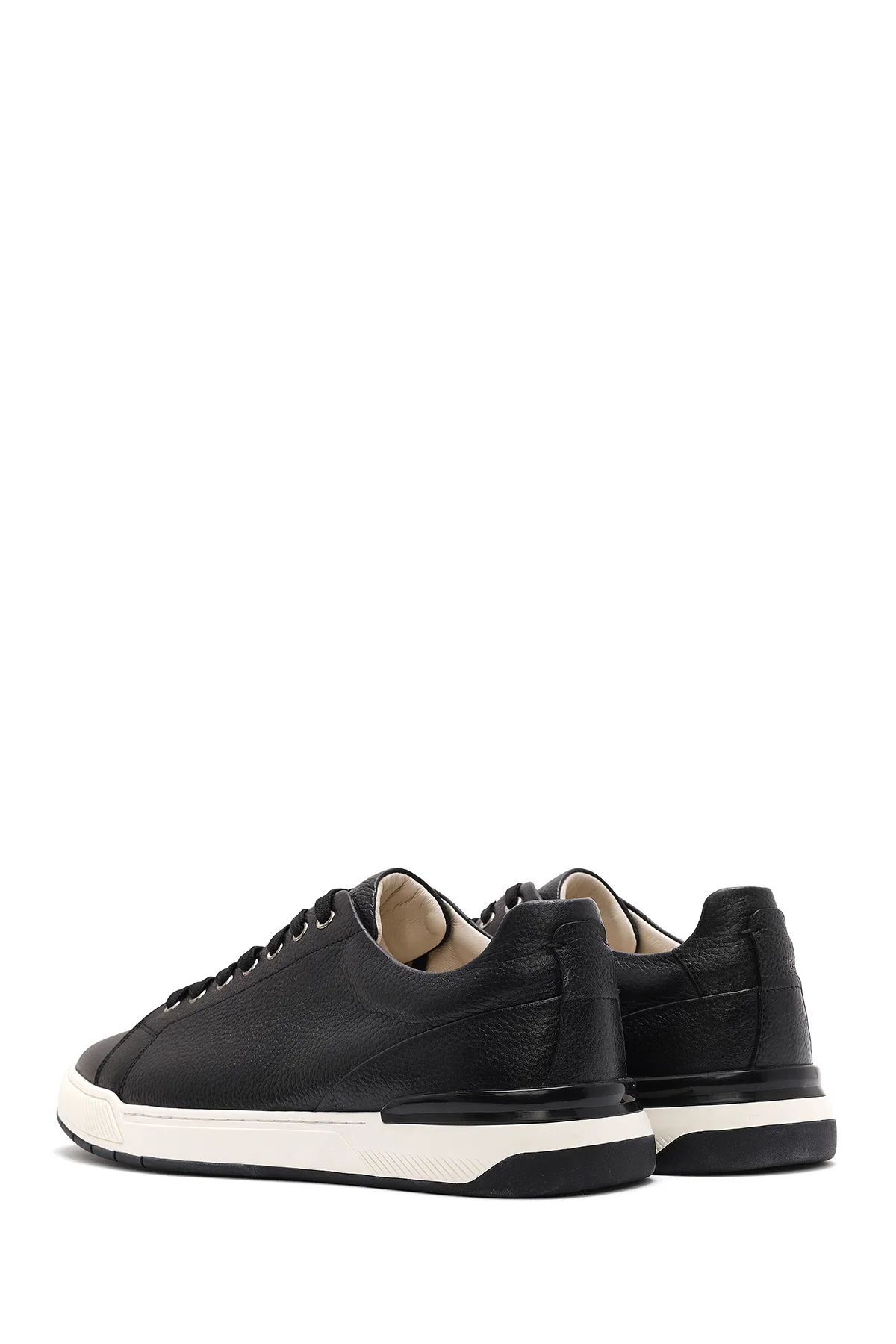 Erkek Siyah Bağcıklı Deri Sneaker - Image 5