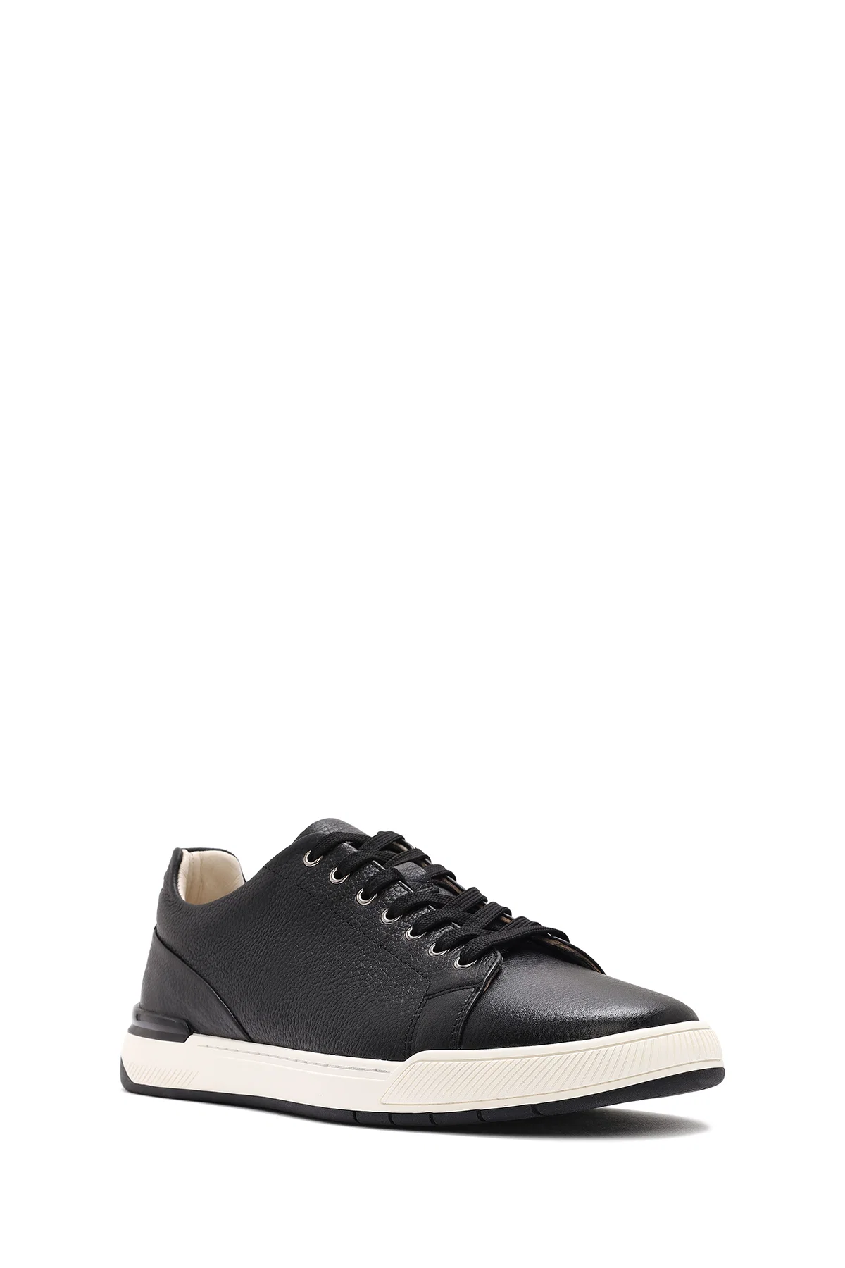 Erkek Siyah Bağcıklı Deri Sneaker - Image 6