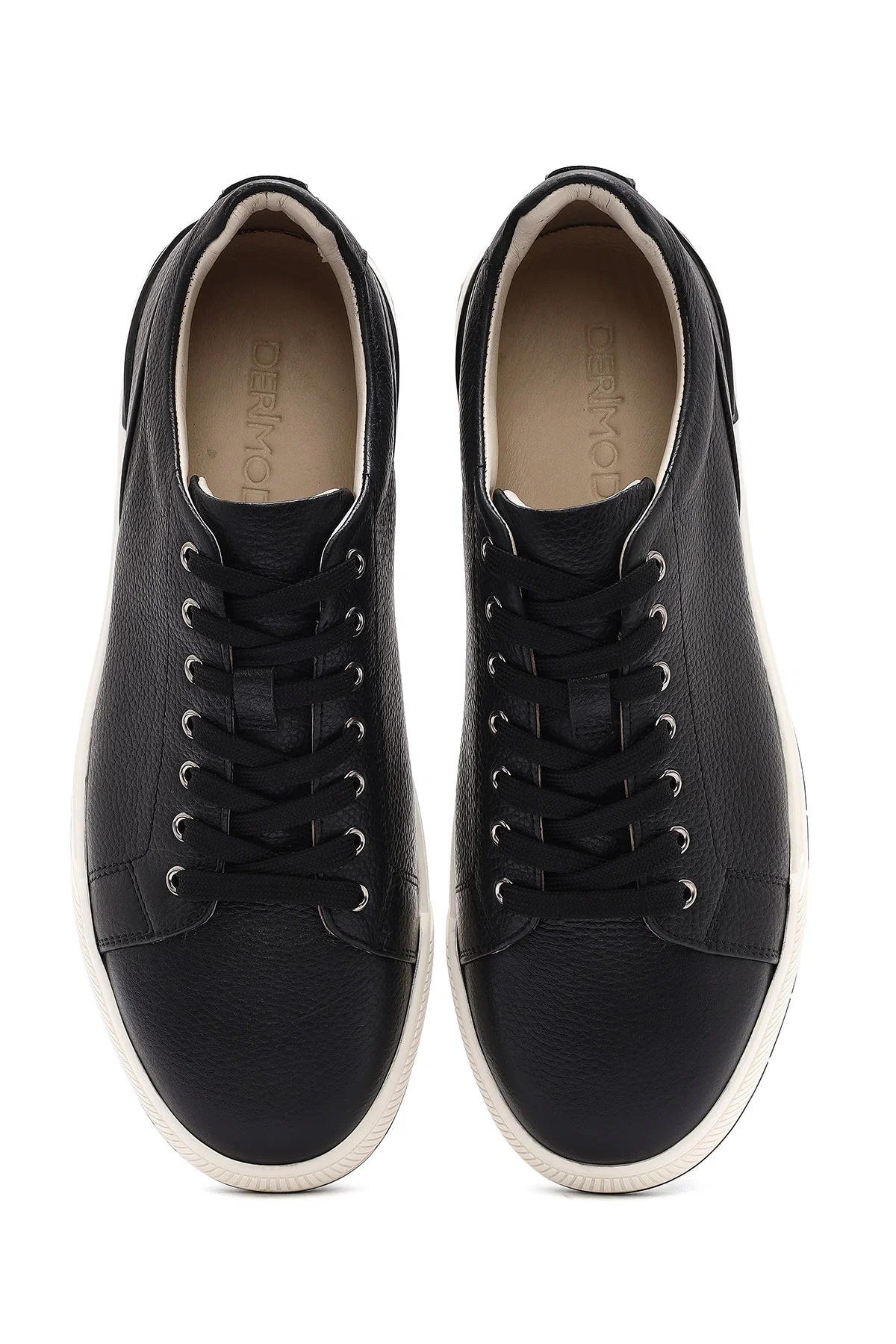 Erkek Siyah Bağcıklı Deri Sneaker - Image 7