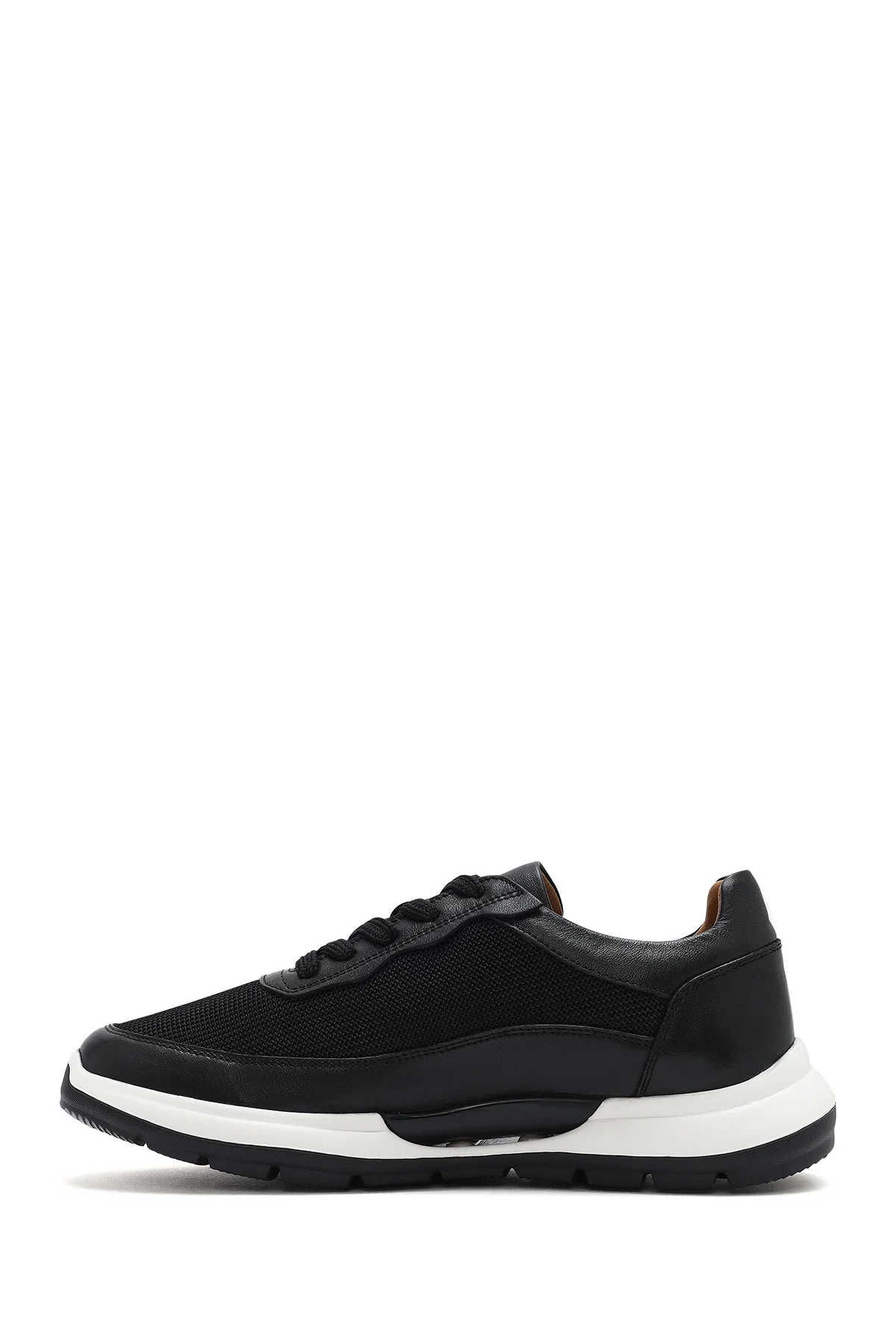 Erkek Siyah Bağcıklı Deri Sneaker - Image 2