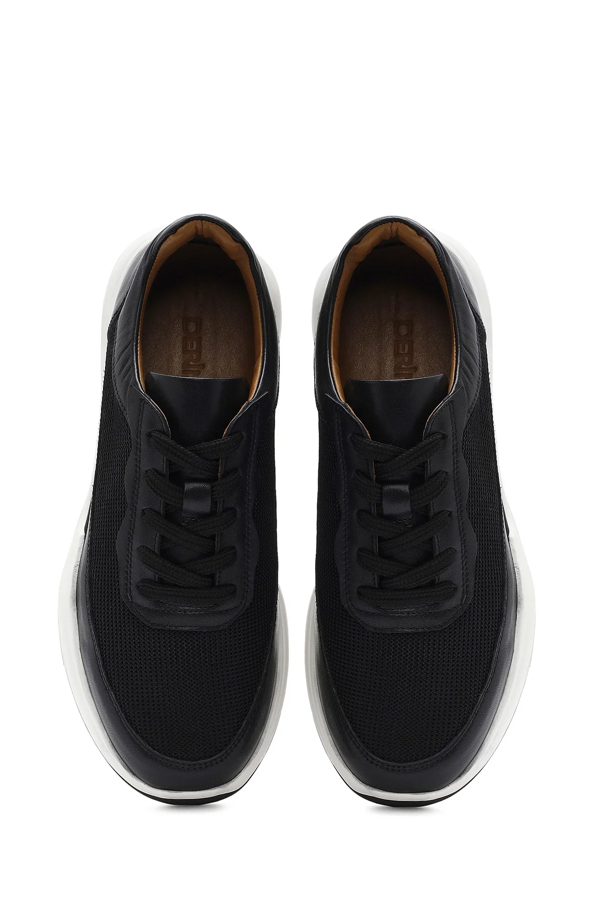 Erkek Siyah Bağcıklı Deri Sneaker - Image 7