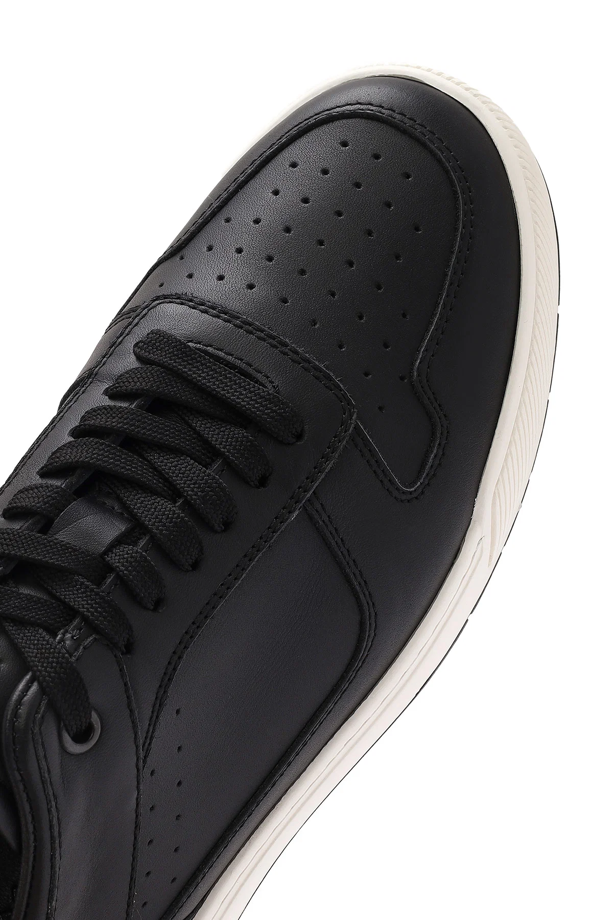 Erkek Siyah Bağcıklı Deri Sneaker - Image 9