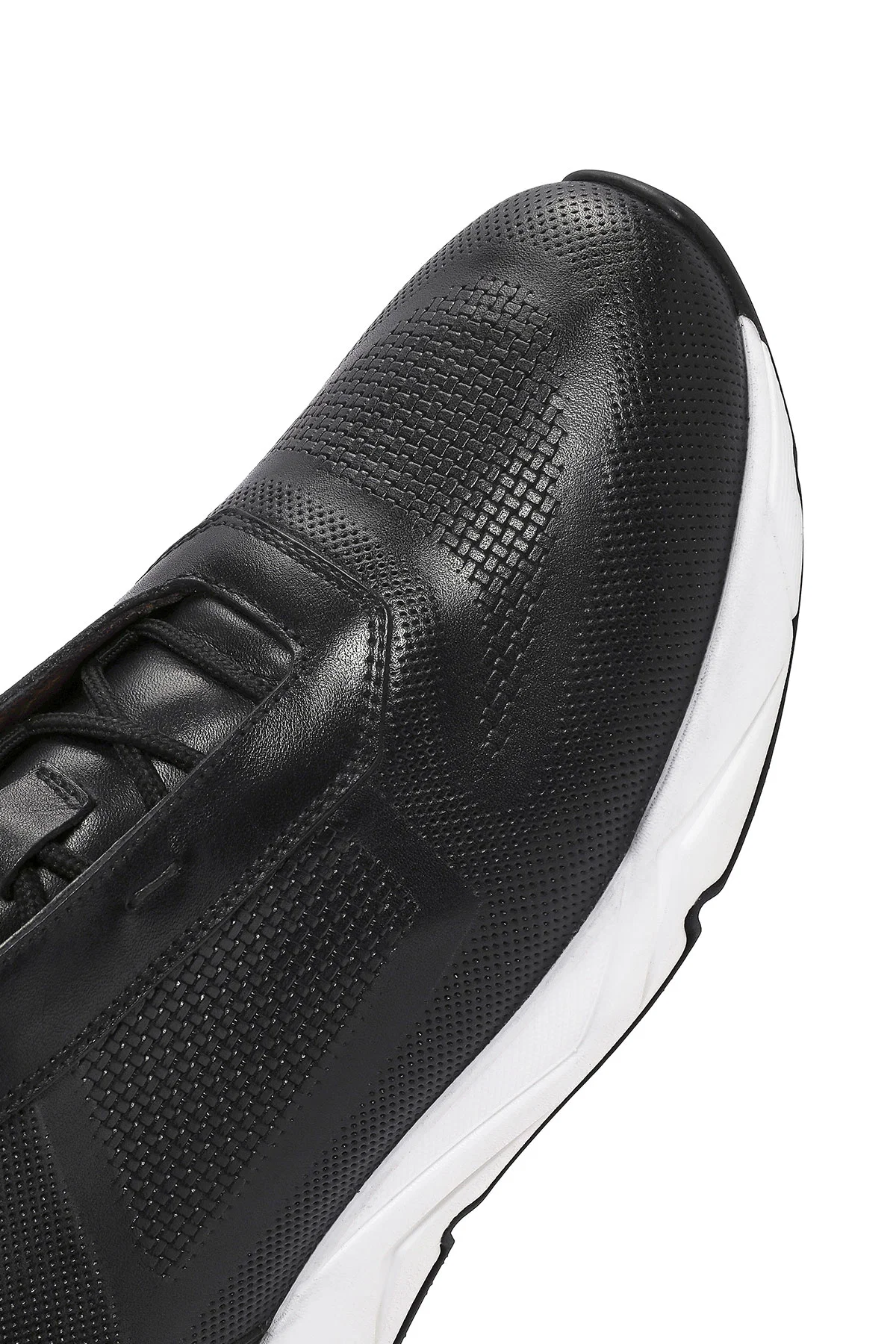 Erkek Siyah Bağcıklı Deri Sneaker - Image 10