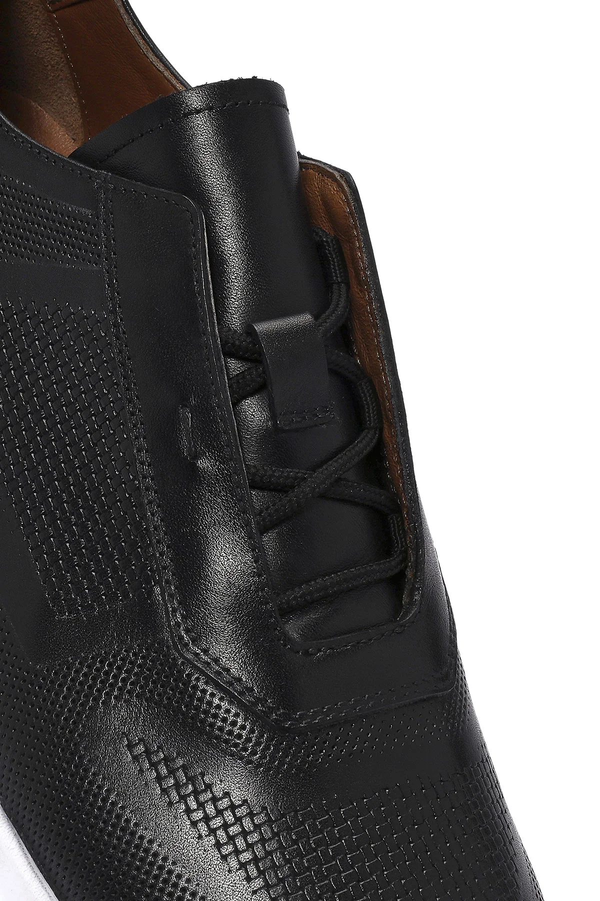 Erkek Siyah Bağcıklı Deri Sneaker - Image 9