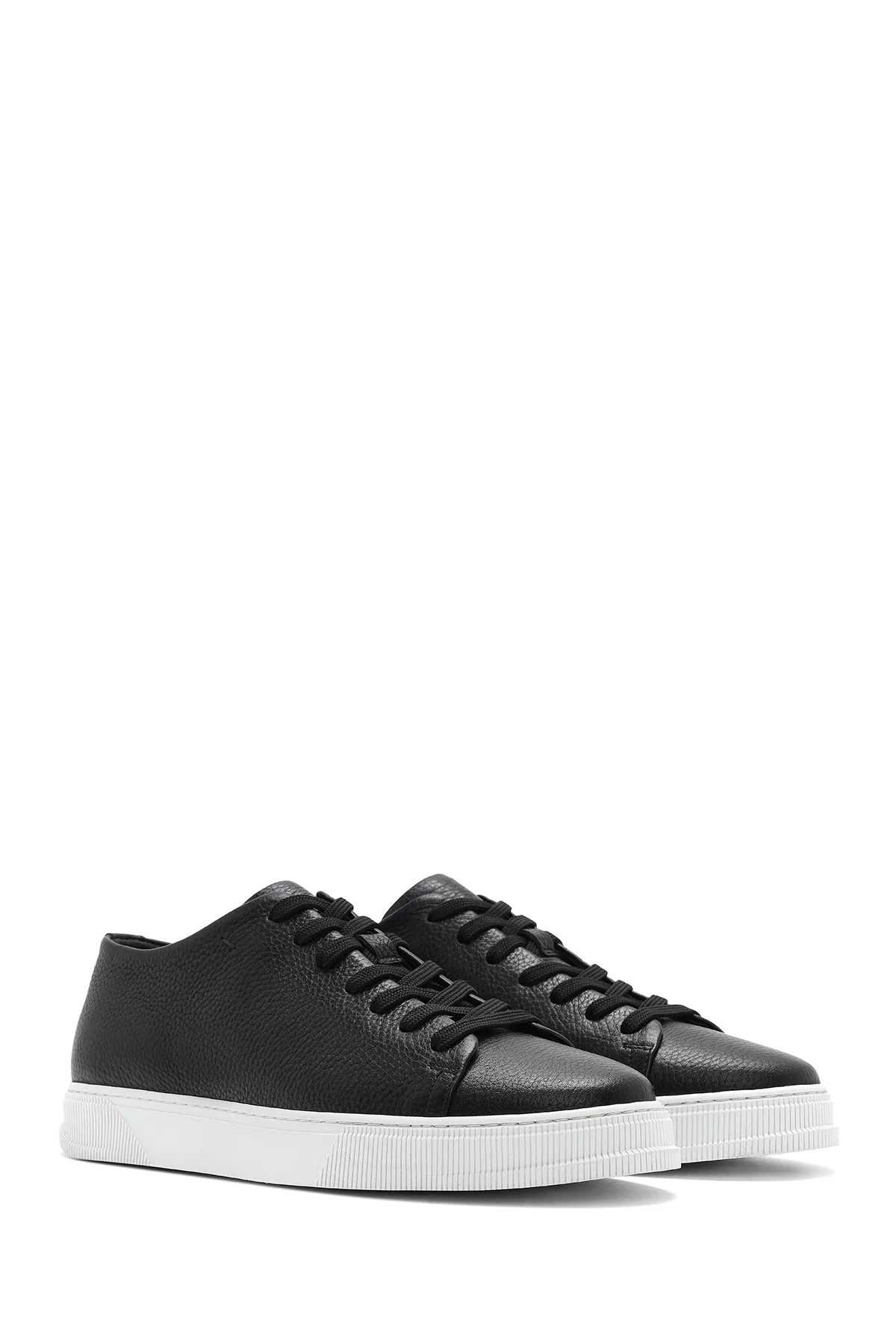 Erkek Siyah Bağcıklı Deri Sneaker - Image 3
