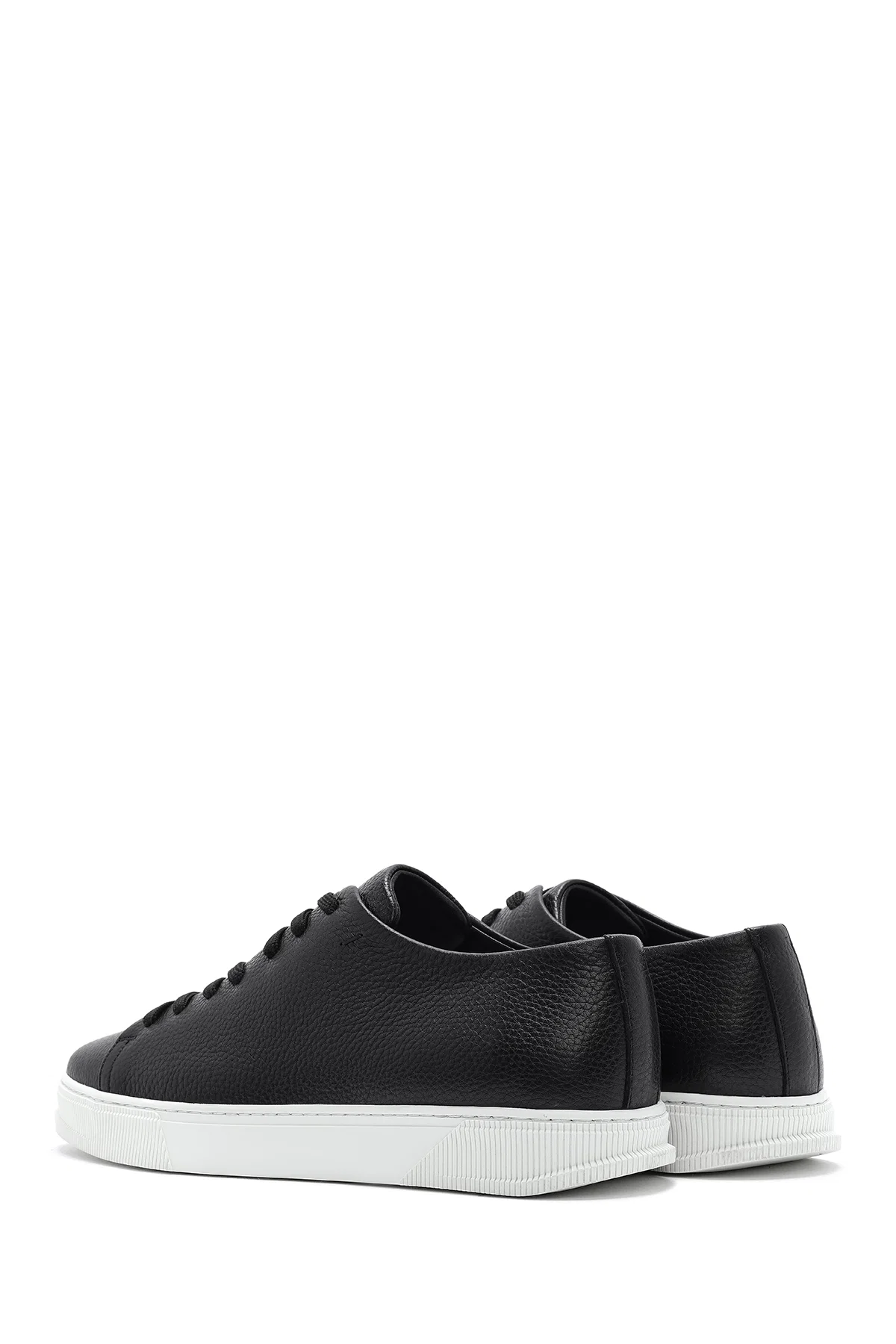Erkek Siyah Bağcıklı Deri Sneaker - Image 5