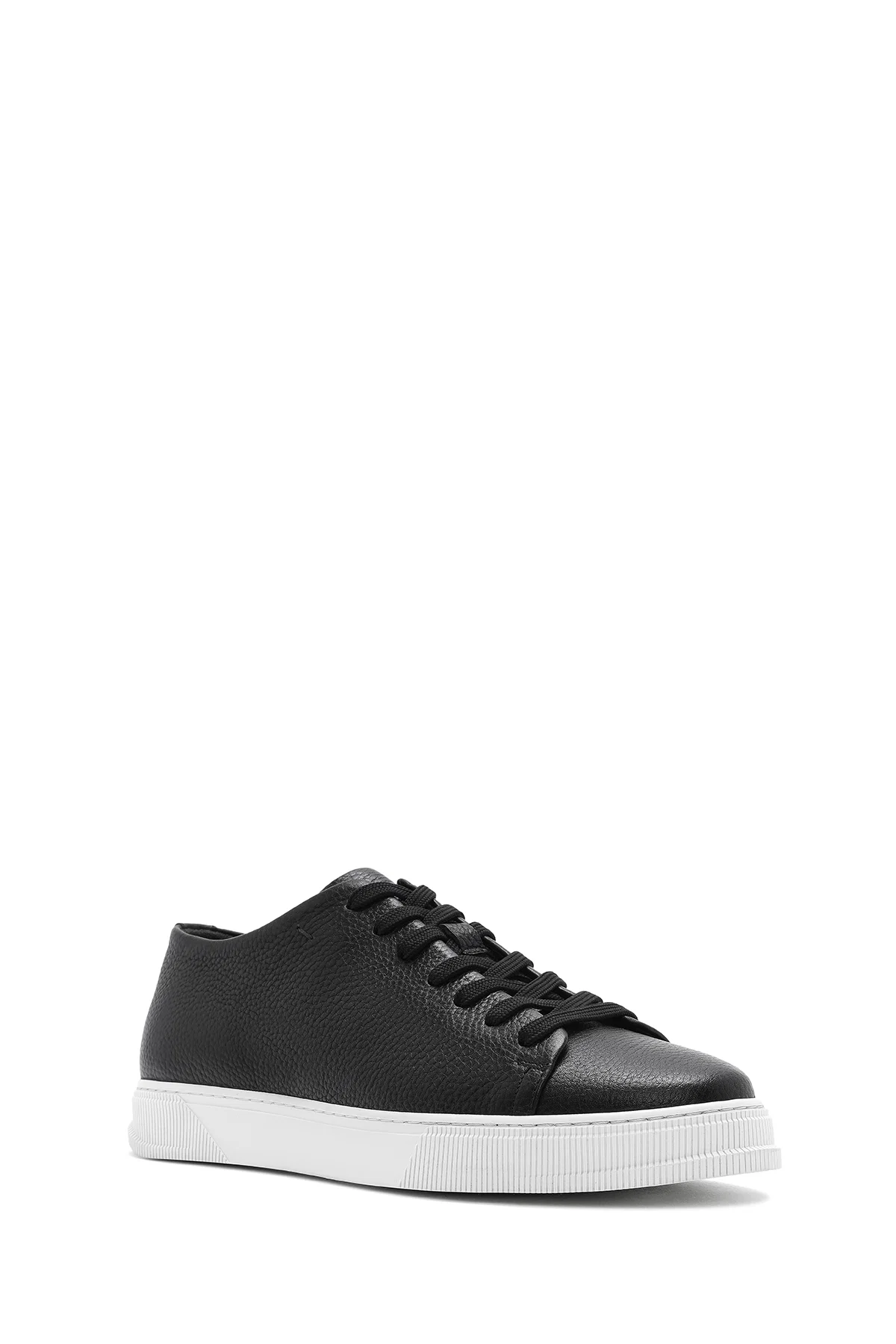 Erkek Siyah Bağcıklı Deri Sneaker - Image 6