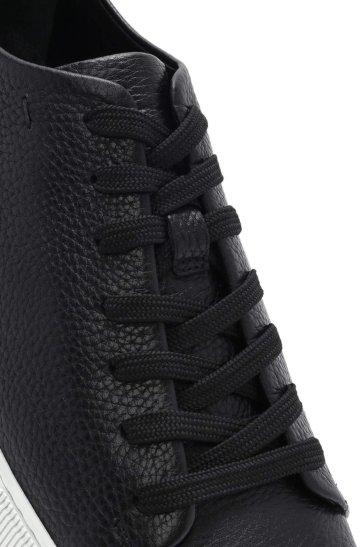 Erkek Siyah Bağcıklı Deri Sneaker - Image 8
