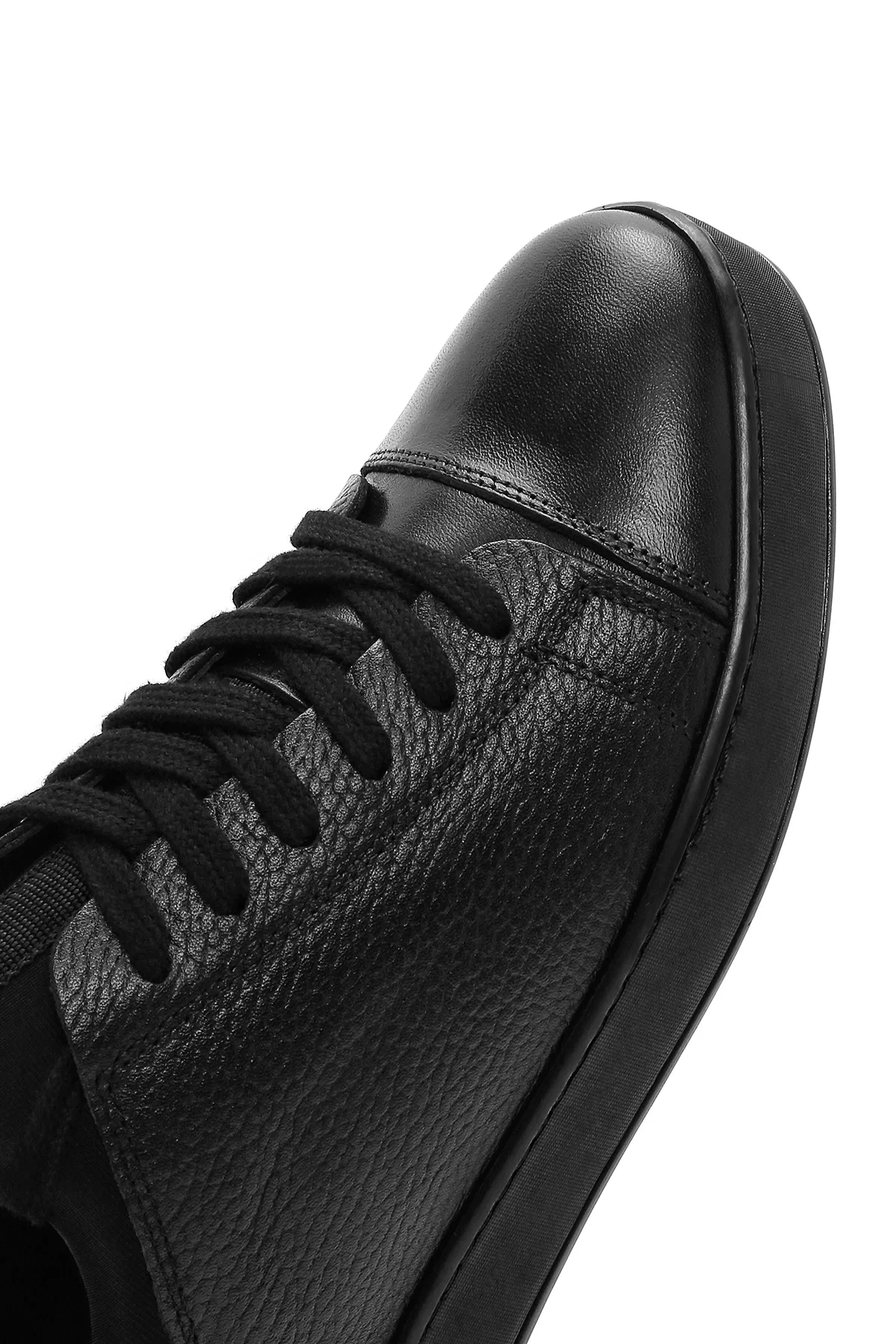 Erkek Siyah Bağcıklı Deri Sneaker - Image 8