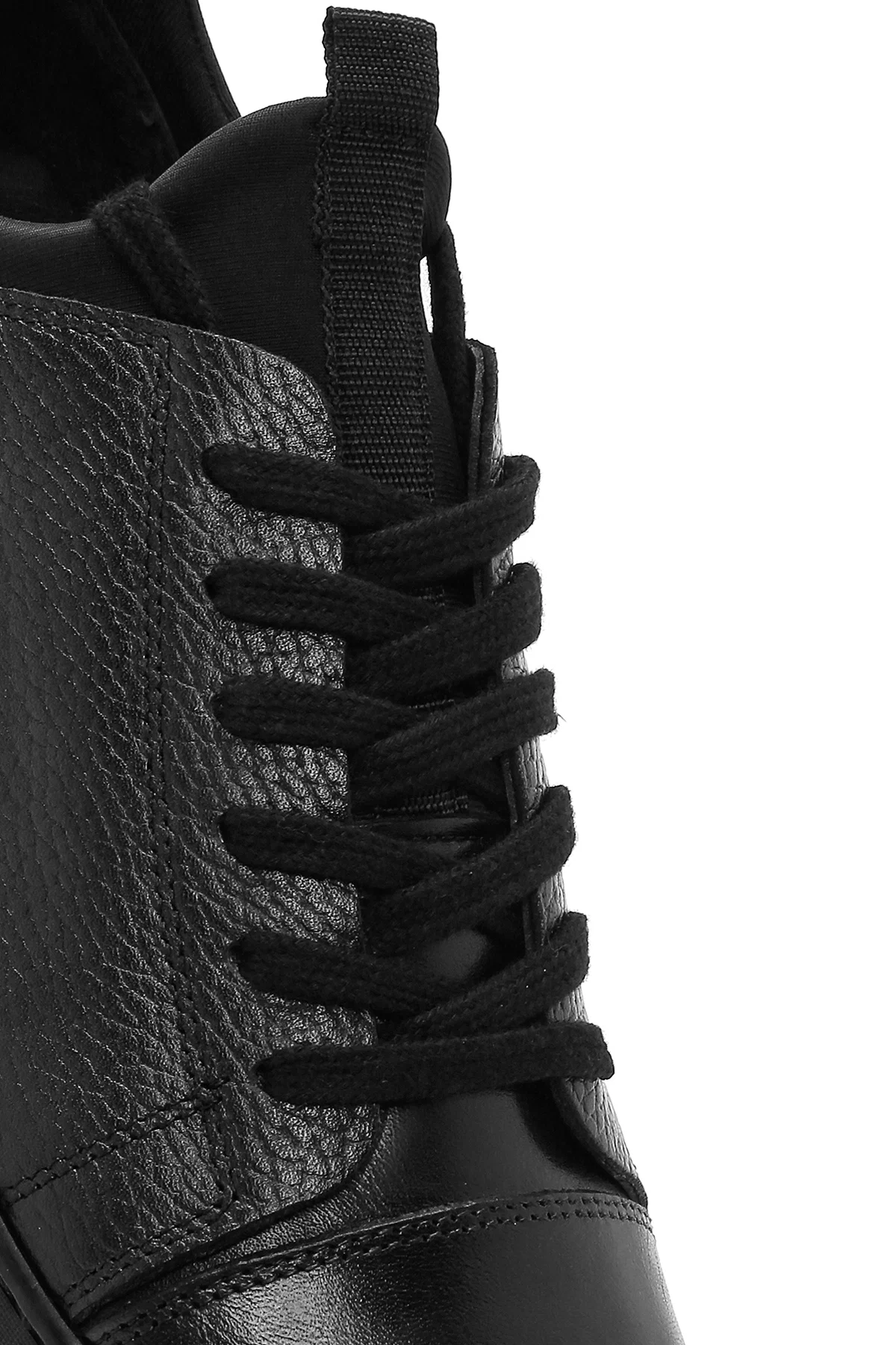 Erkek Siyah Bağcıklı Deri Sneaker - Image 9