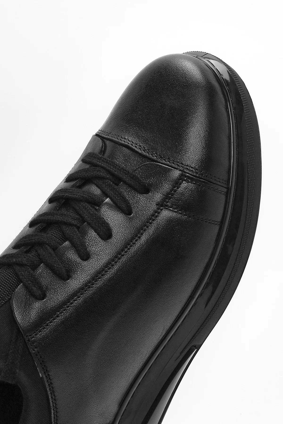 Erkek Siyah Bağcıklı Deri Sneaker - Image 8