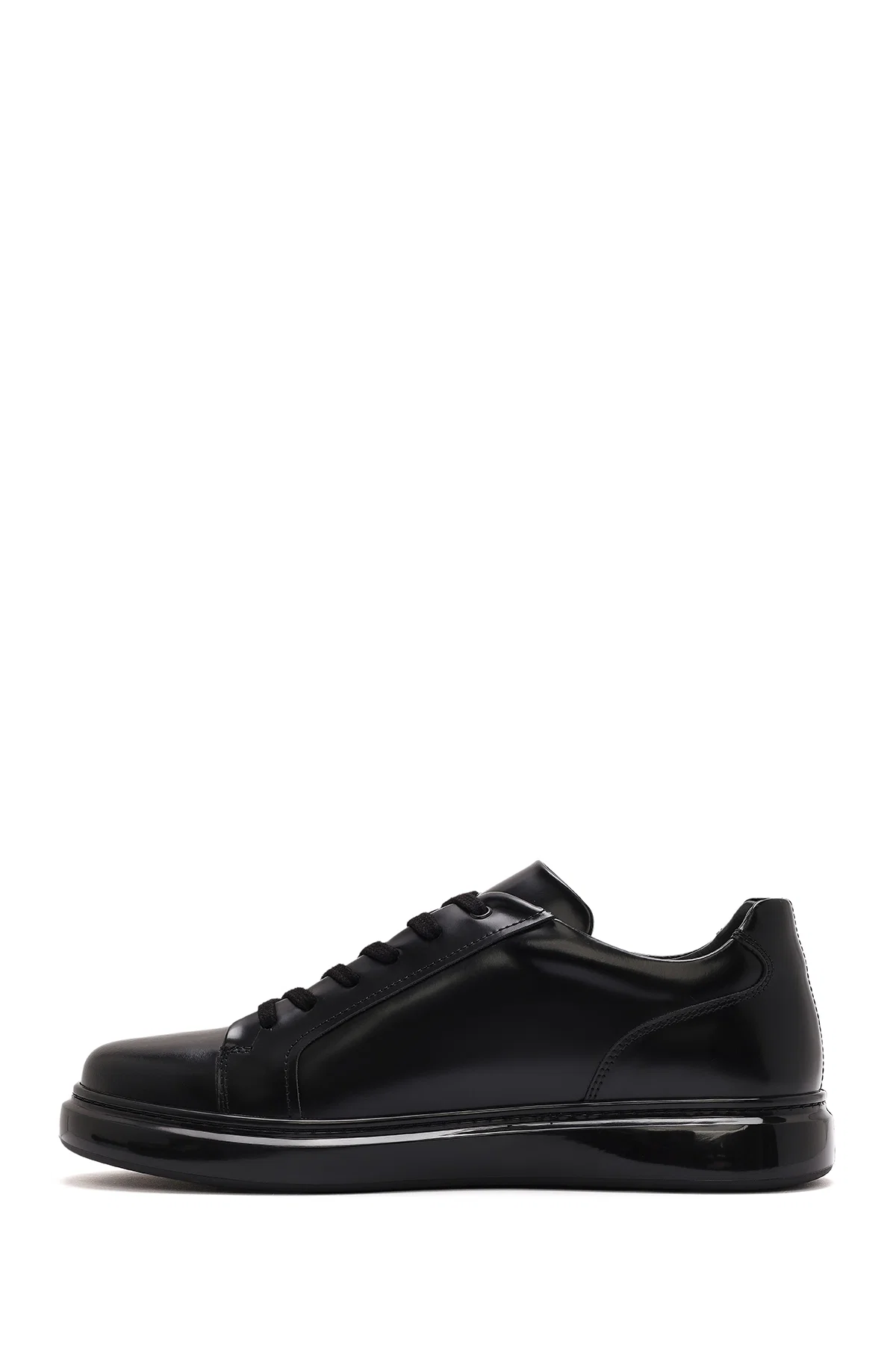 Erkek Siyah Bağcıklı Deri Sneaker - Image 2