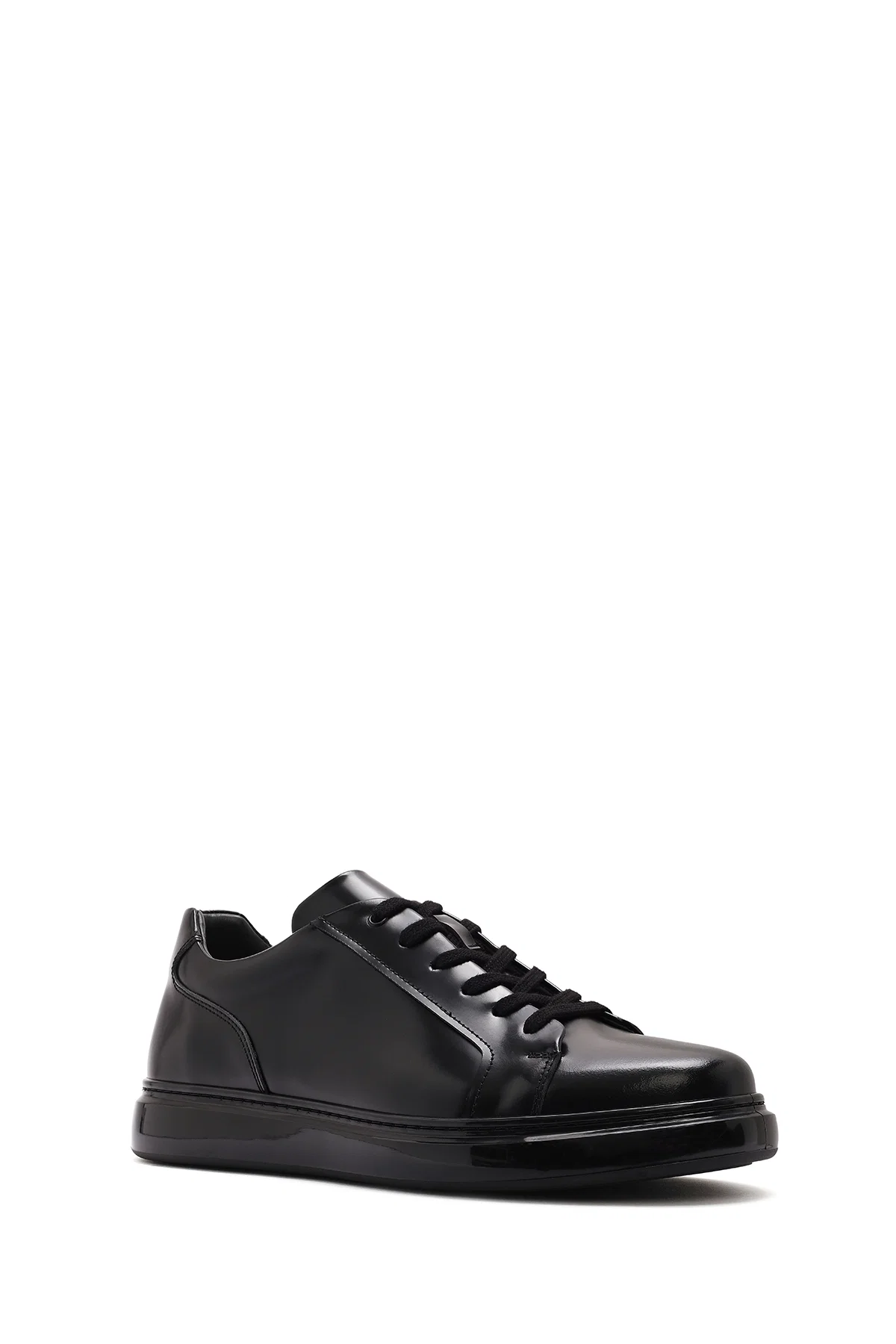 Erkek Siyah Bağcıklı Deri Sneaker - Image 6