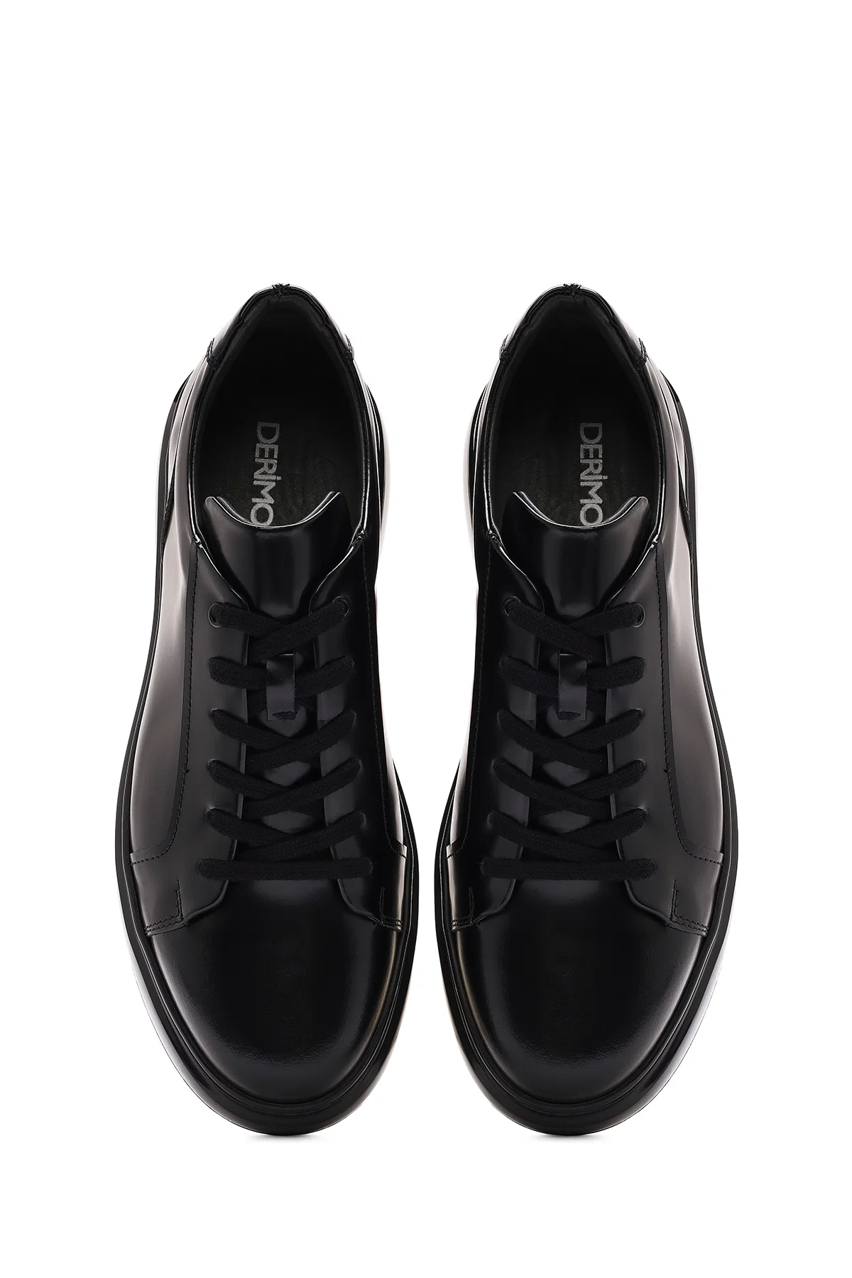 Erkek Siyah Bağcıklı Deri Sneaker - Image 7