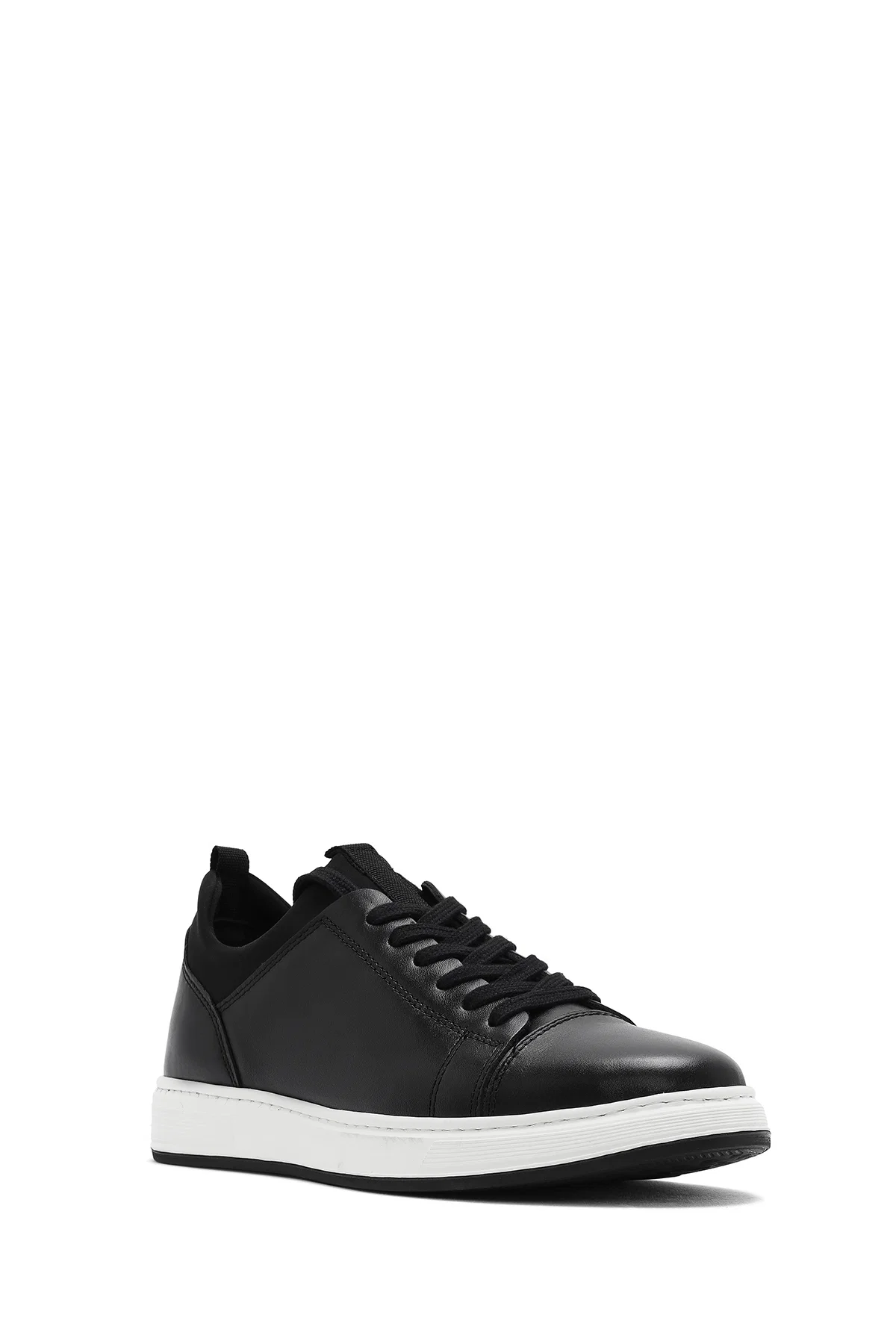 Erkek Siyah Bağcıklı Deri Sneaker - Image 6