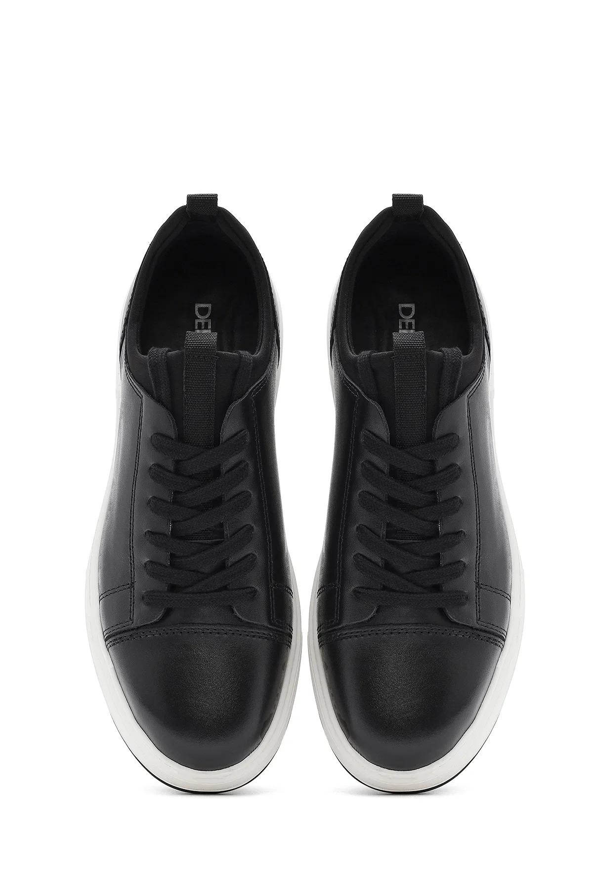 Erkek Siyah Bağcıklı Deri Sneaker - Image 7