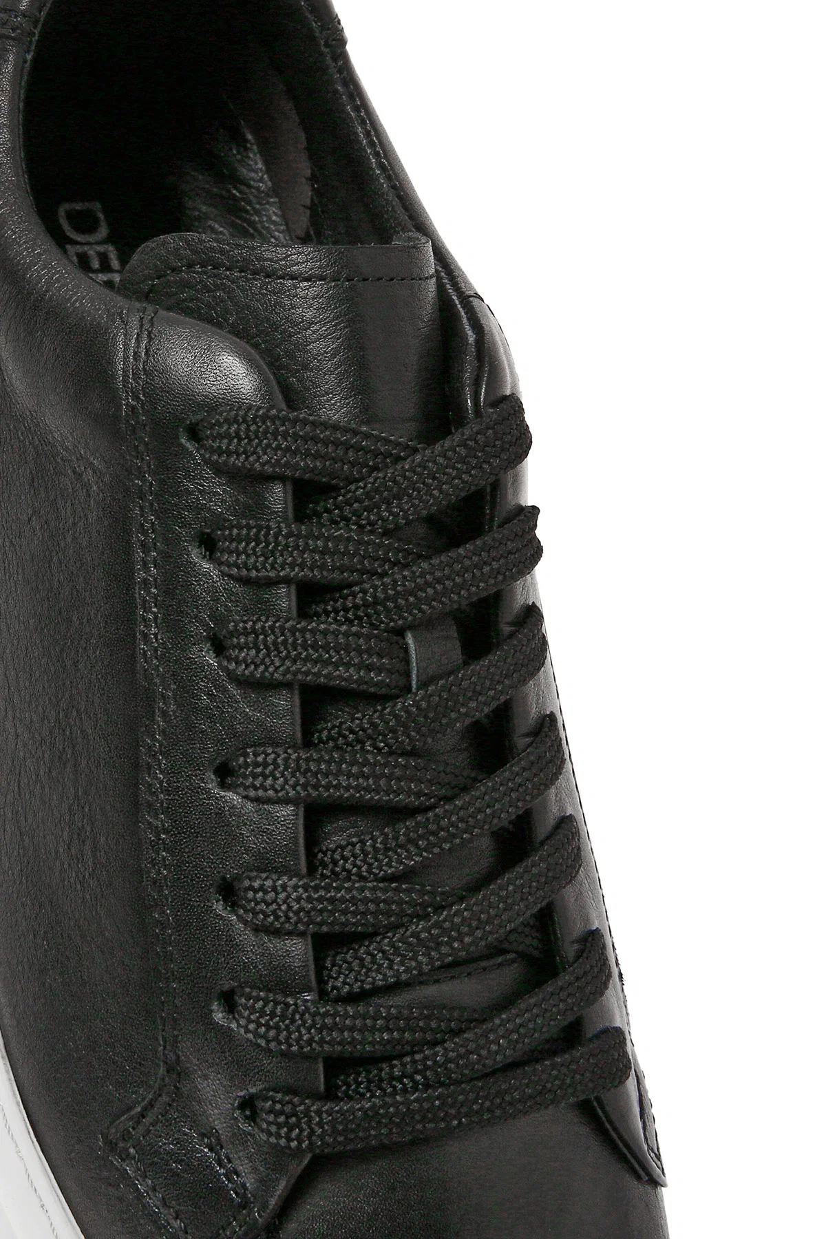 Erkek Siyah Bağcıklı Deri Sneaker - Image 10