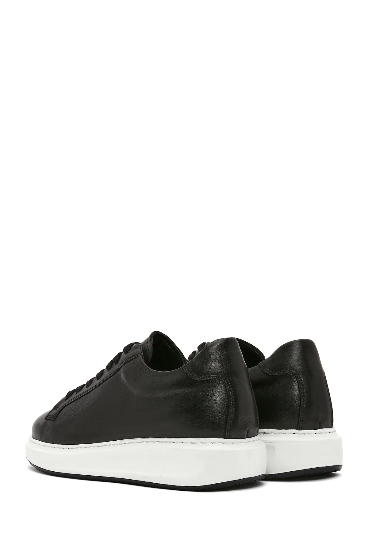 Erkek Siyah Bağcıklı Deri Sneaker - Image 5