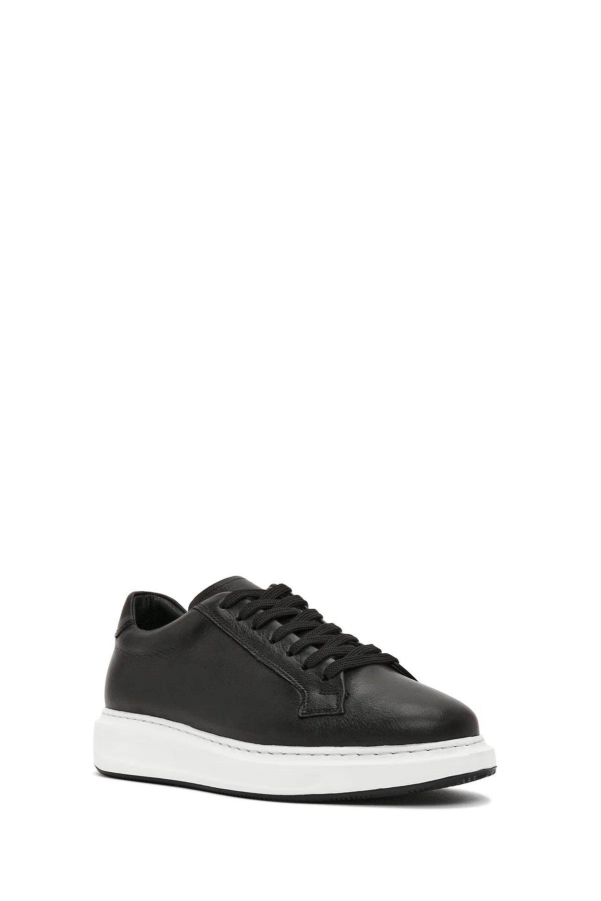 Erkek Siyah Bağcıklı Deri Sneaker - Image 6