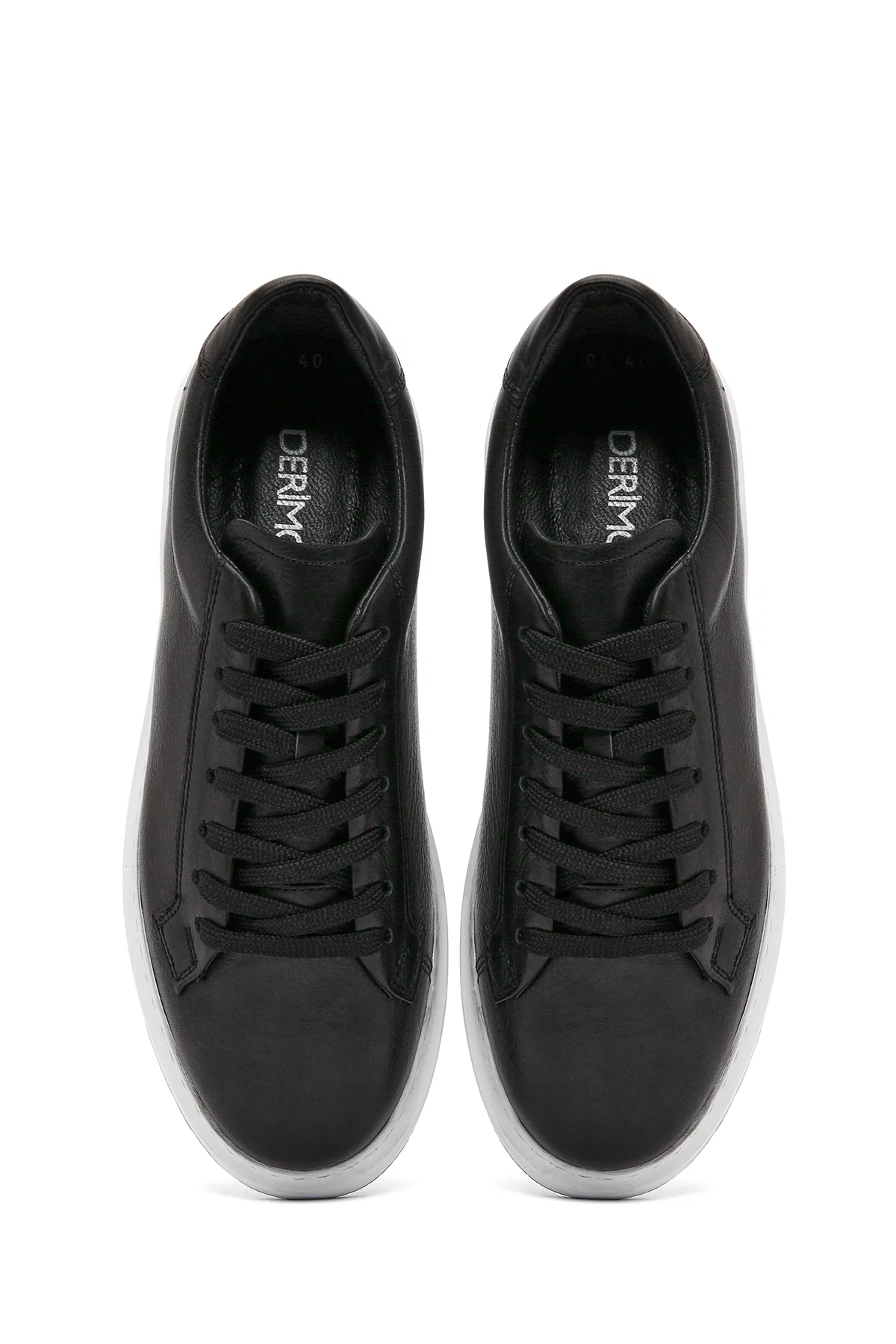 Erkek Siyah Bağcıklı Deri Sneaker - Image 7