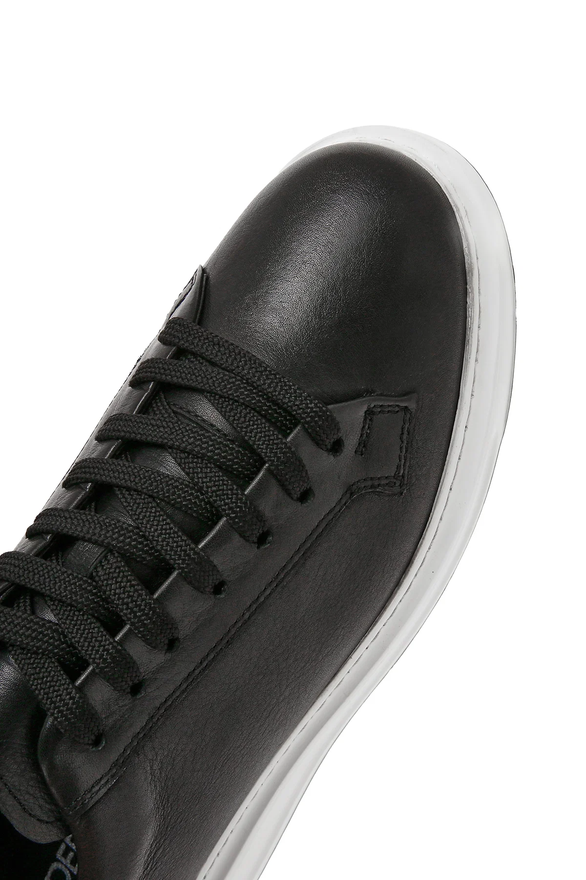 Erkek Siyah Bağcıklı Deri Sneaker - Image 9