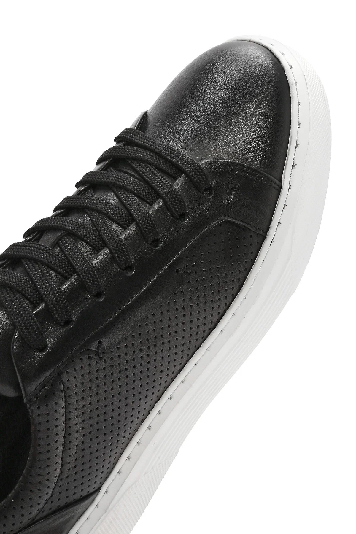 Erkek Siyah Bağcıklı Deri Sneaker - Image 10