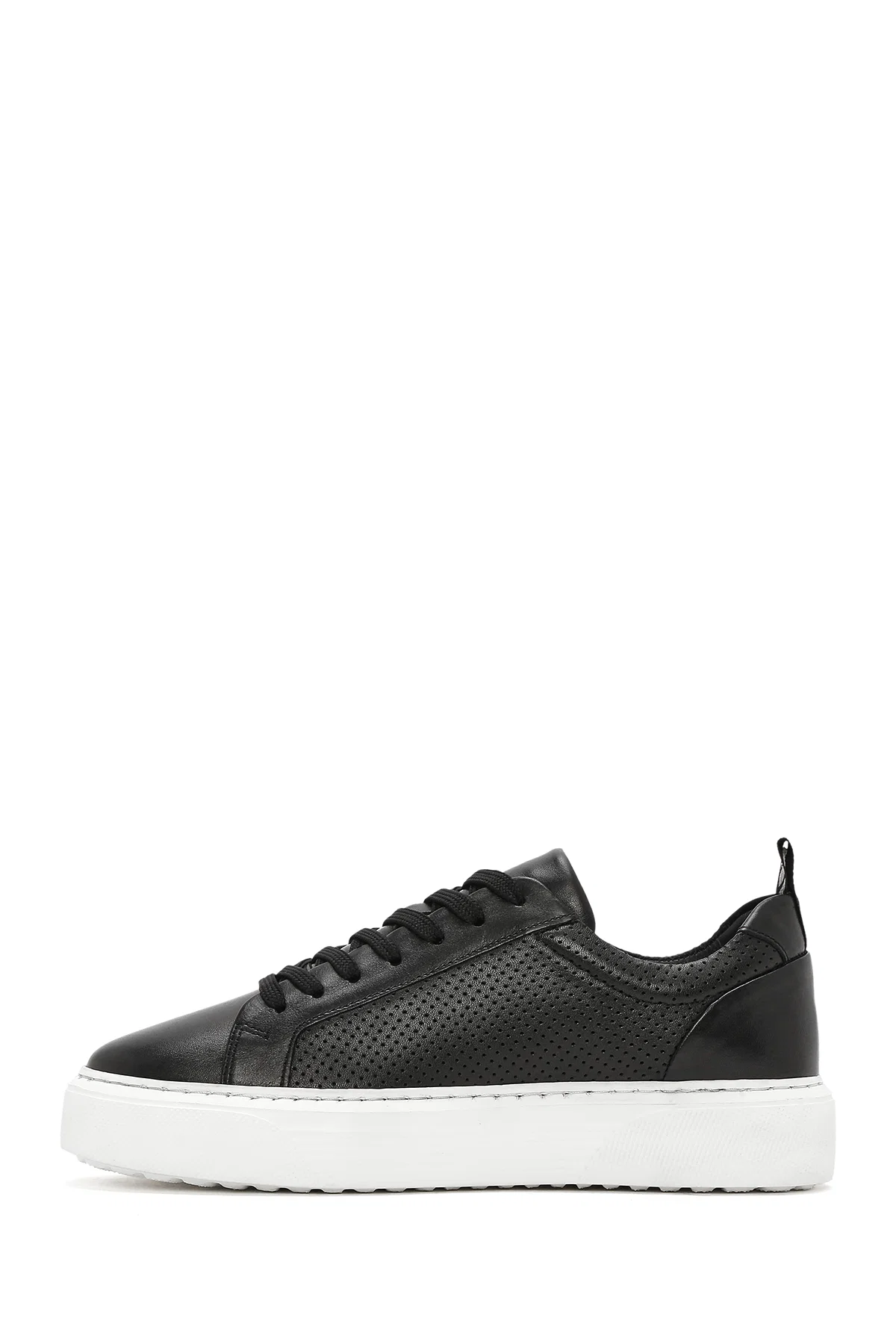 Erkek Siyah Bağcıklı Deri Sneaker - Image 2