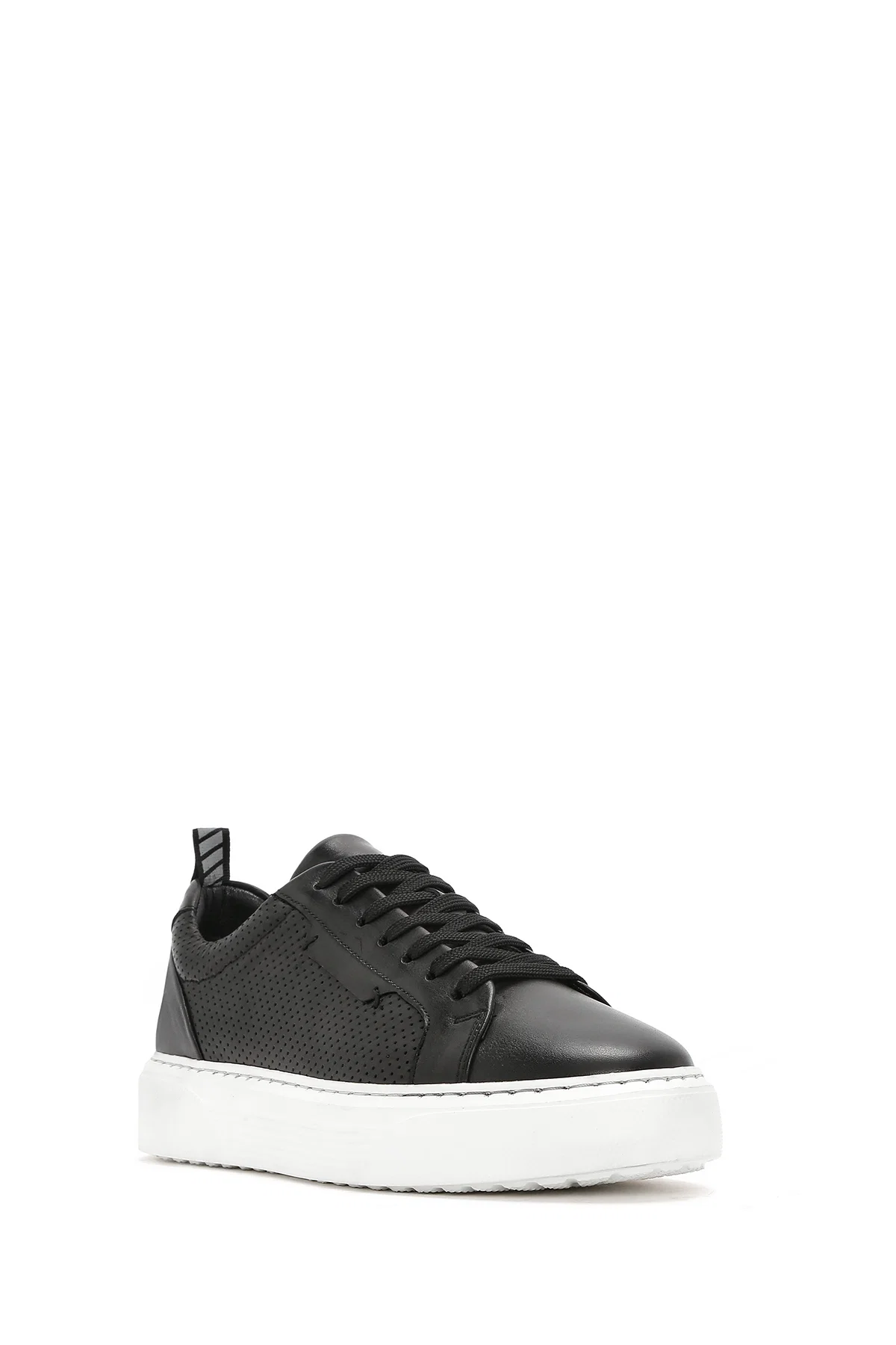 Erkek Siyah Bağcıklı Deri Sneaker - Image 6