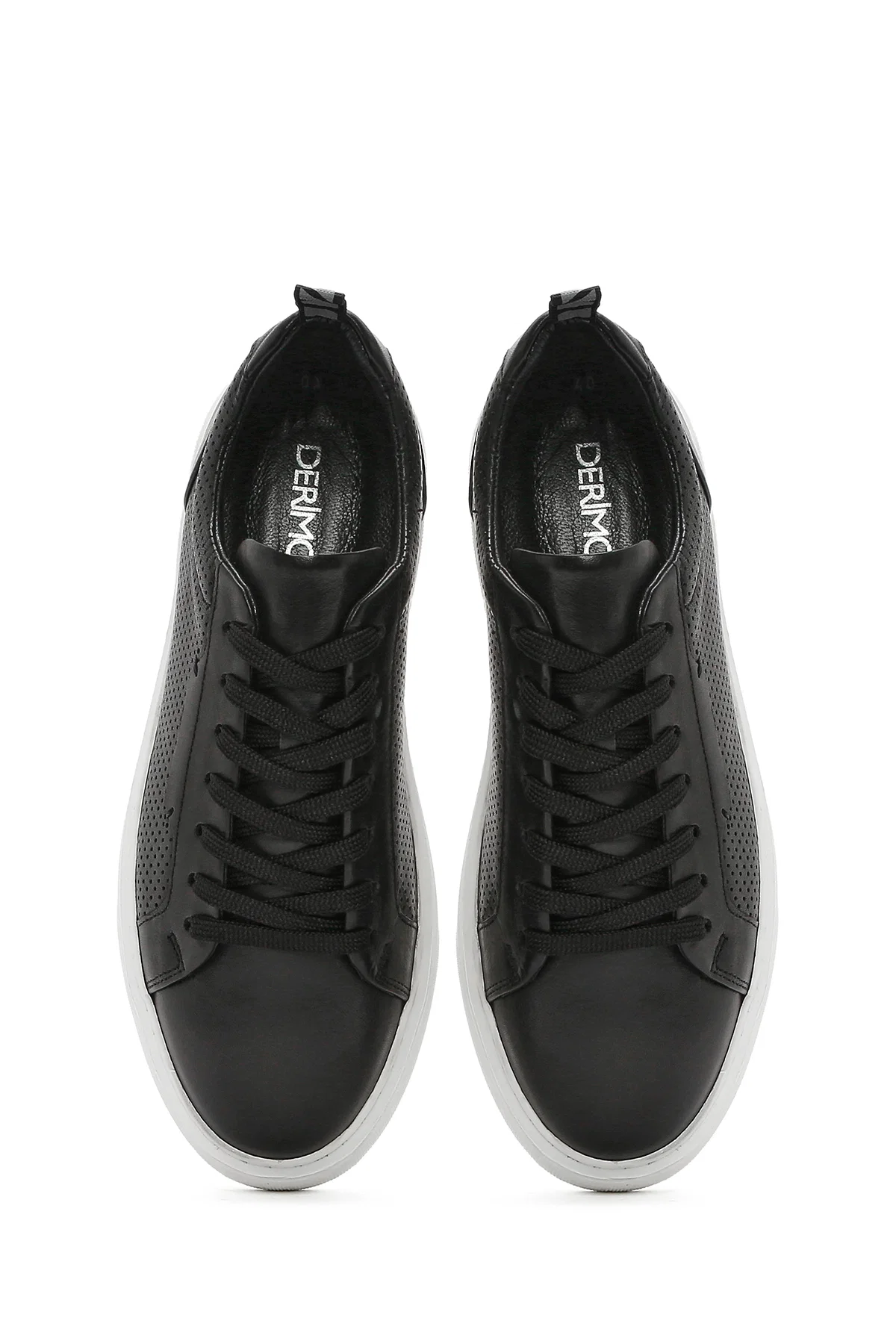 Erkek Siyah Bağcıklı Deri Sneaker - Image 7