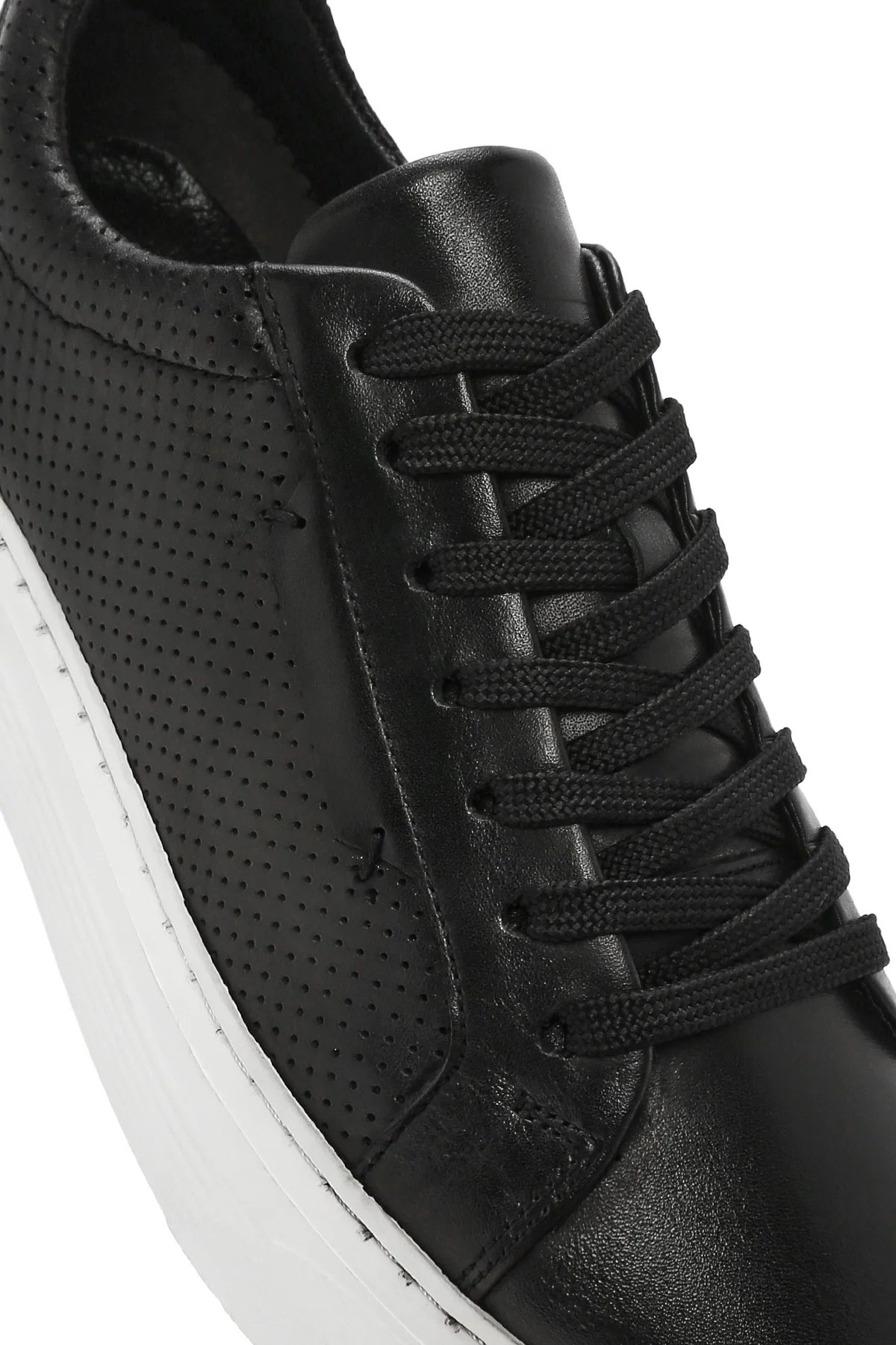Erkek Siyah Bağcıklı Deri Sneaker - Image 8