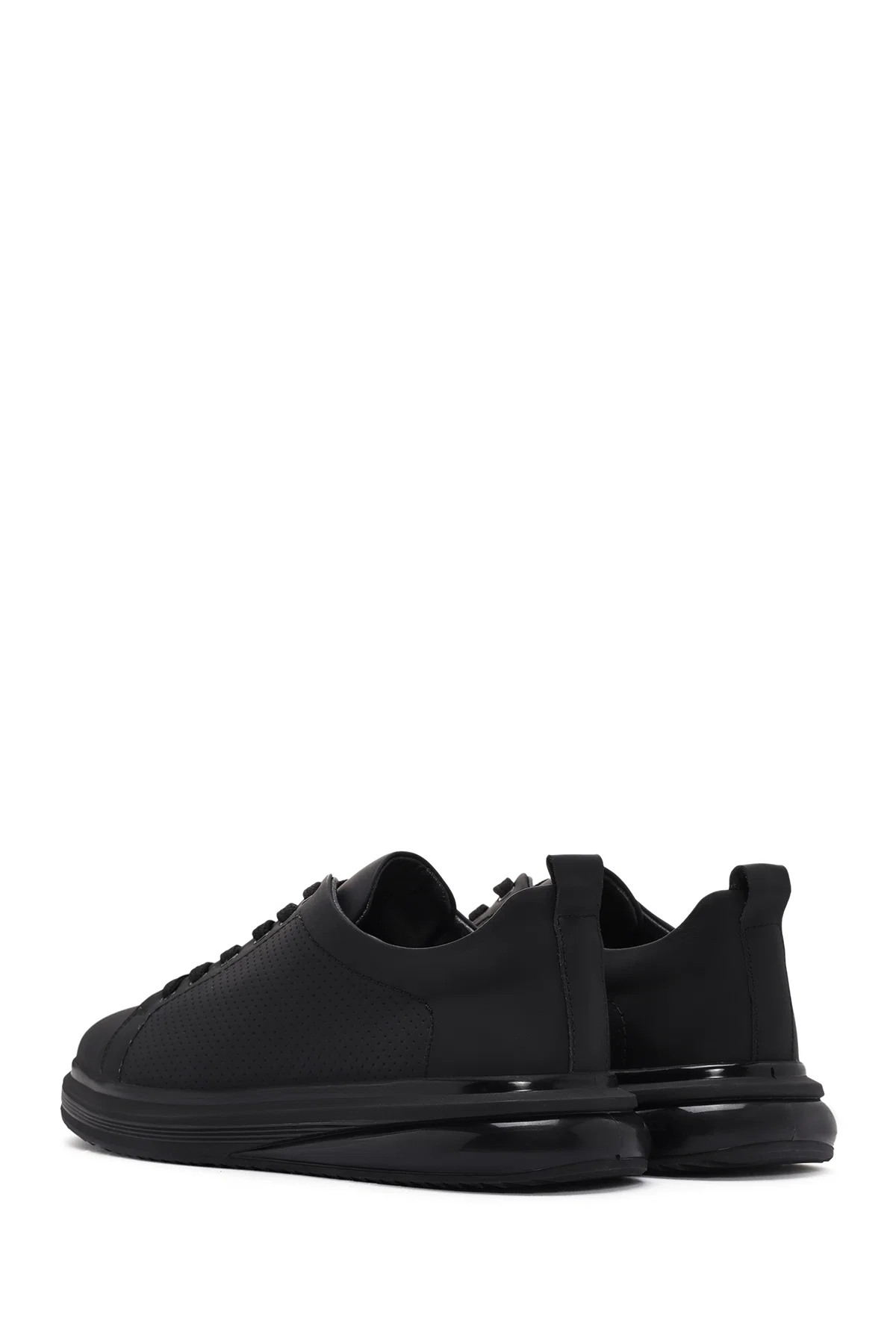 Erkek Siyah Bağcıklı Deri Sneaker - Image 5