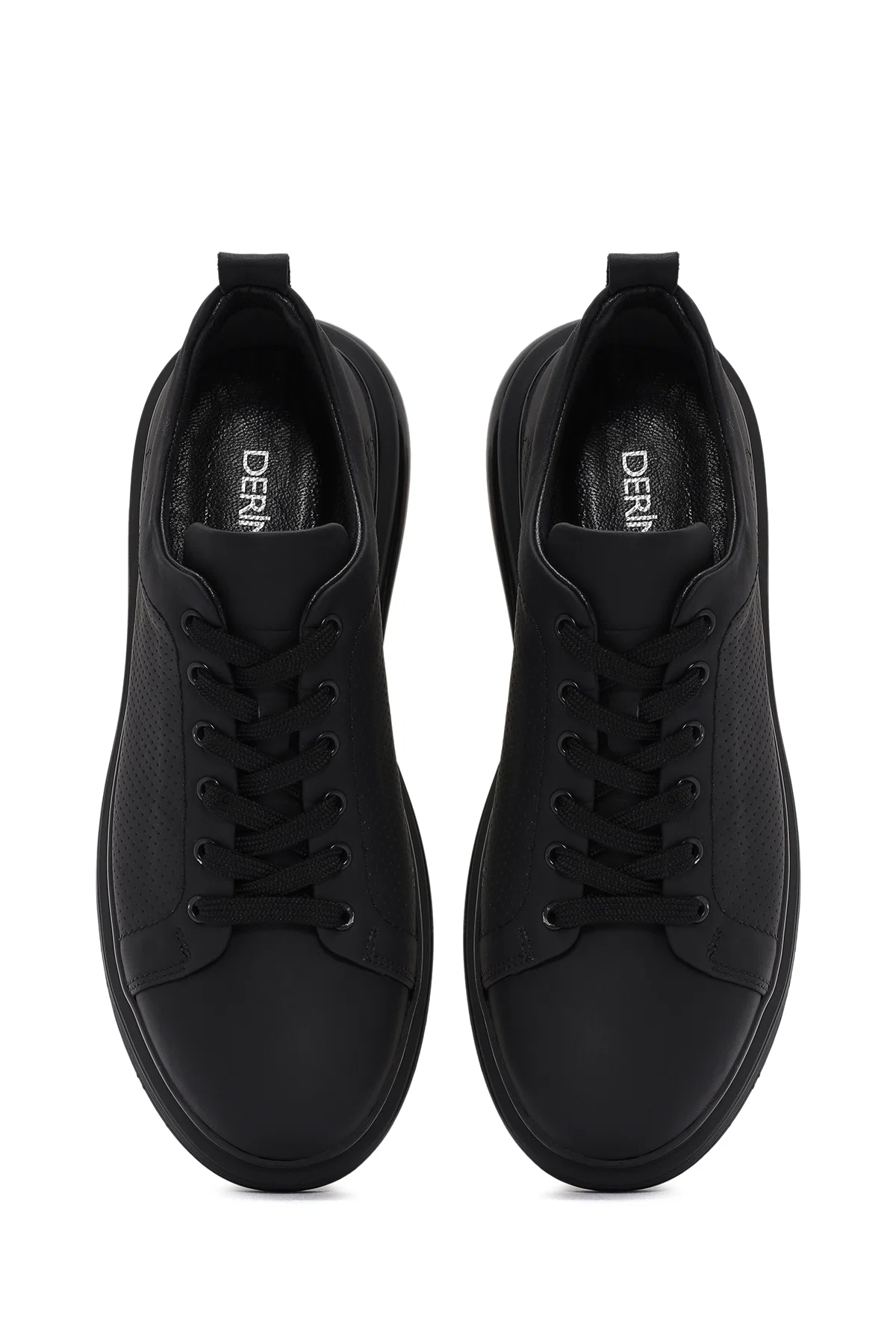 Erkek Siyah Bağcıklı Deri Sneaker - Image 7