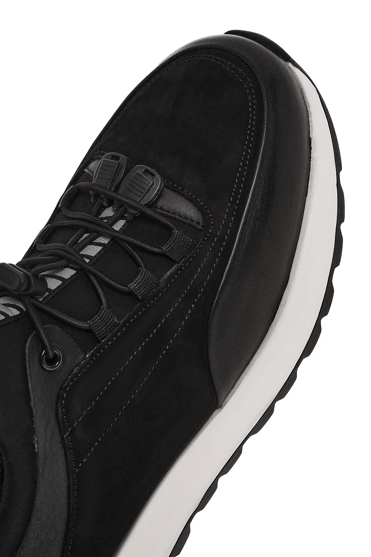 Erkek Siyah Bağcıklı Deri Sneaker - Image 10