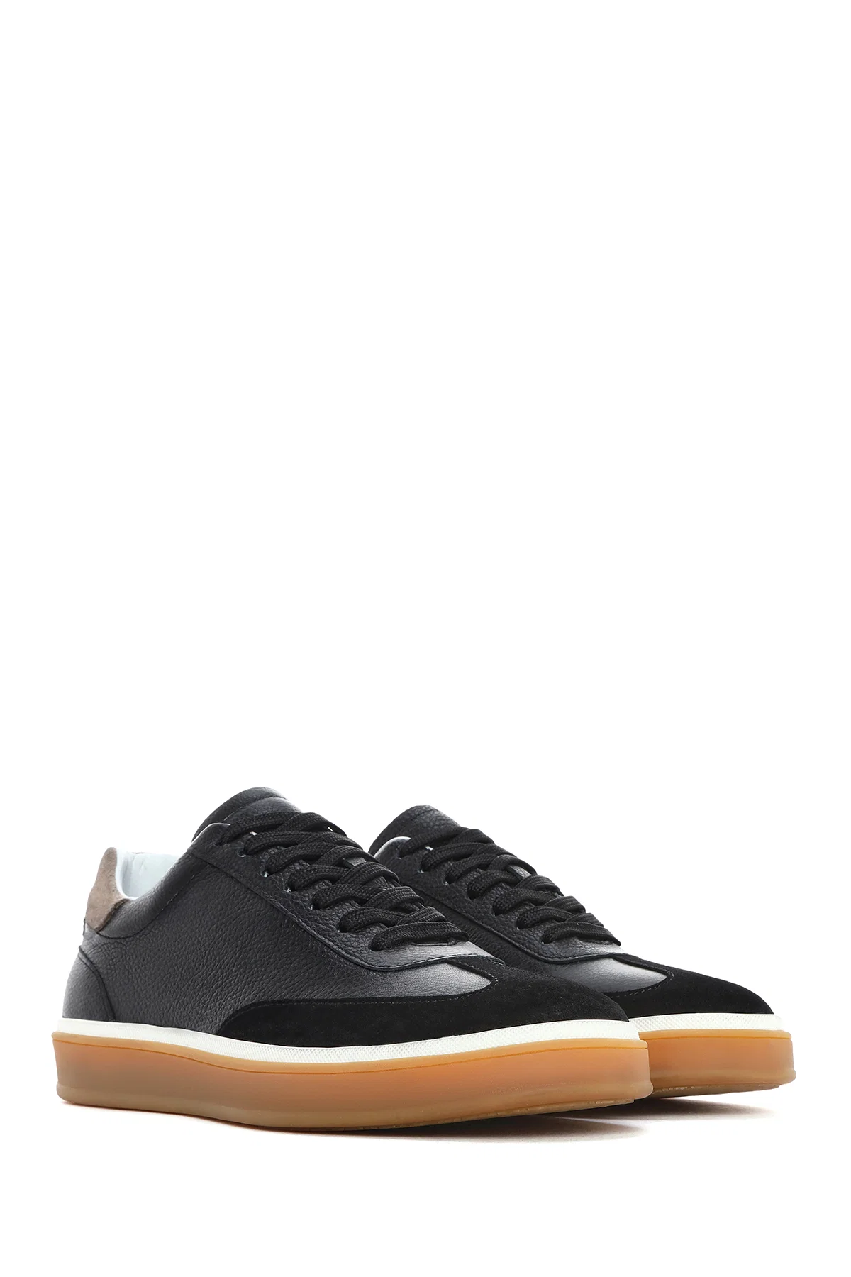 Erkek Siyah Bağcıklı Deri Sneaker - Image 3