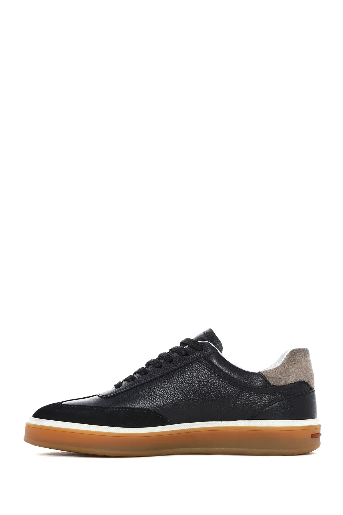 Erkek Siyah Bağcıklı Deri Sneaker - Image 4