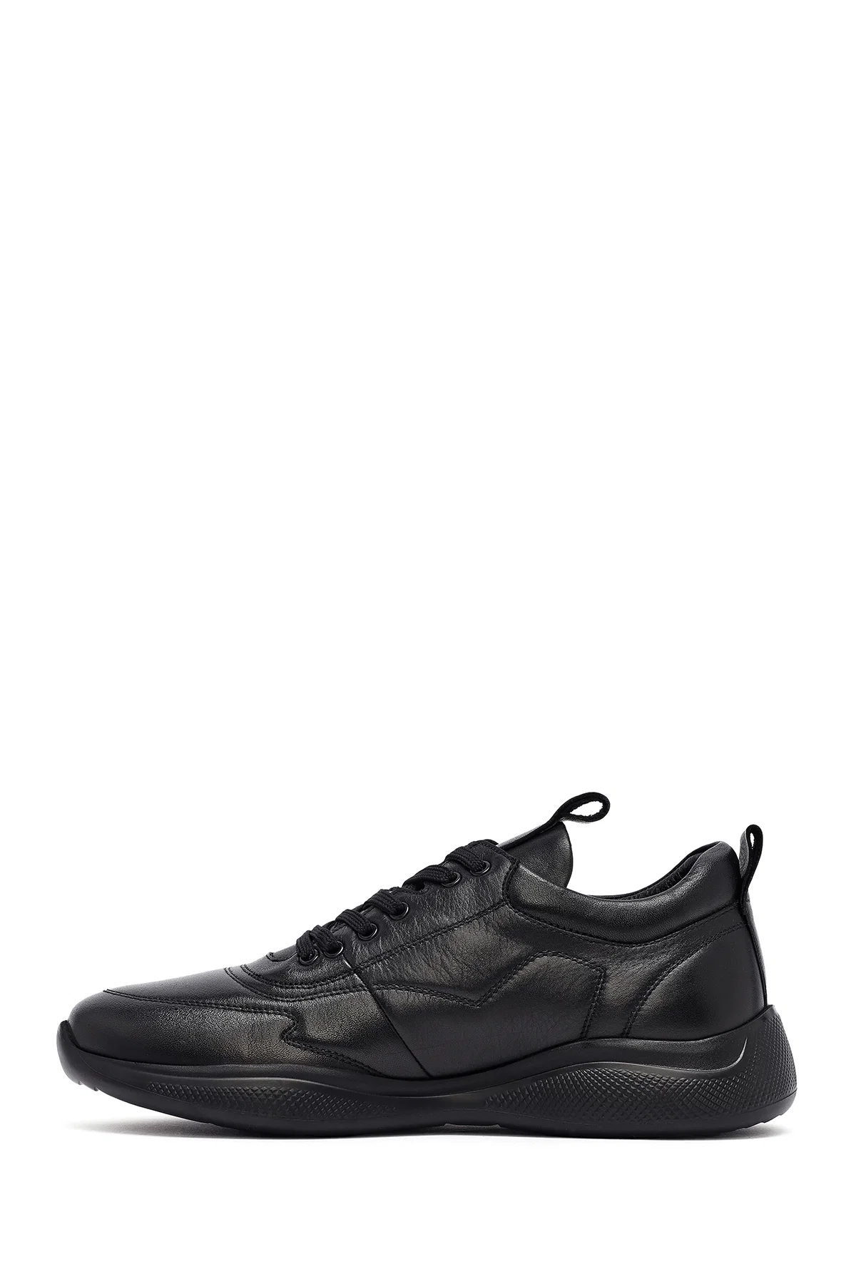 Erkek Siyah Bağcıklı Deri Sneaker - Image 2