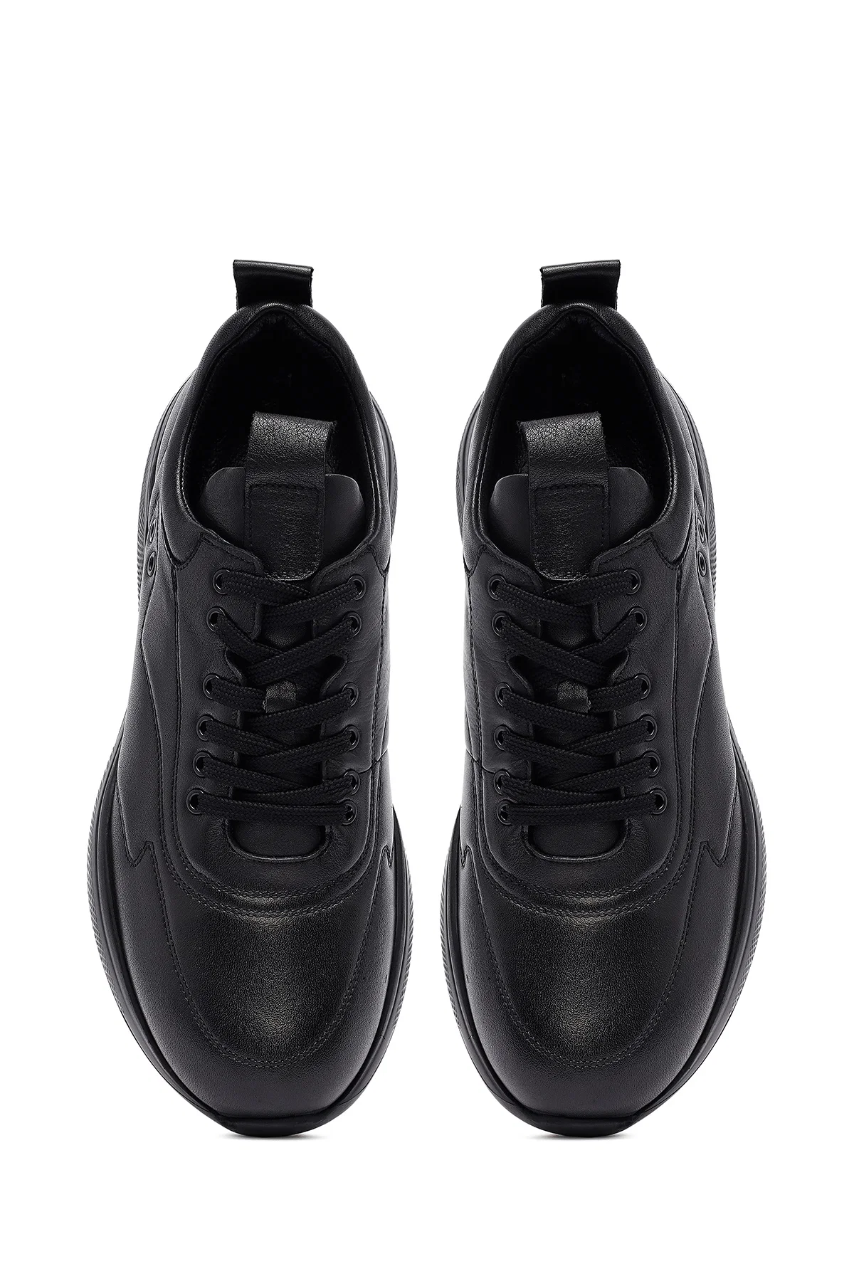 Erkek Siyah Bağcıklı Deri Sneaker - Image 7