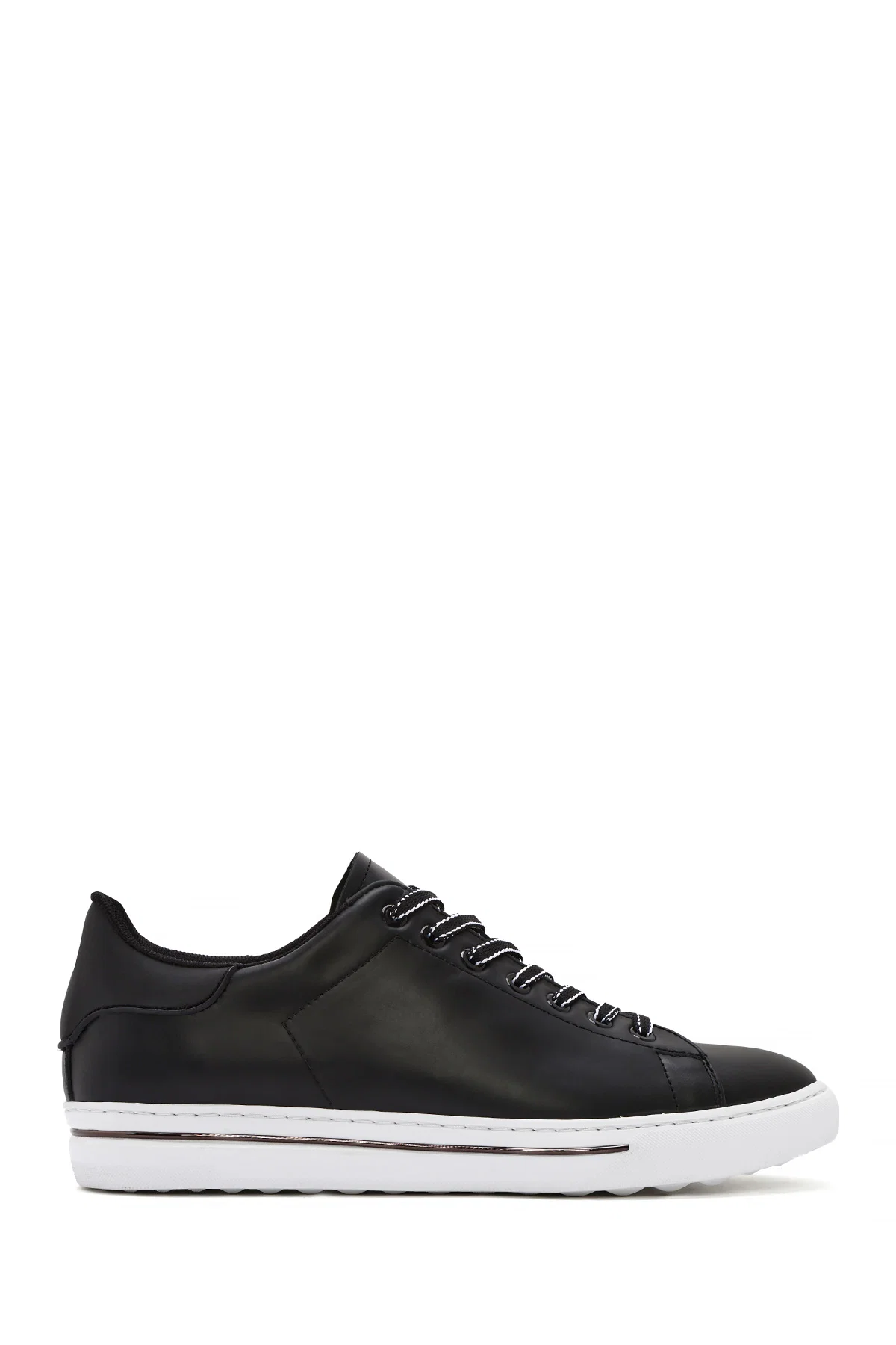 Erkek Siyah Bağcıklı Deri Sneaker - Image 2