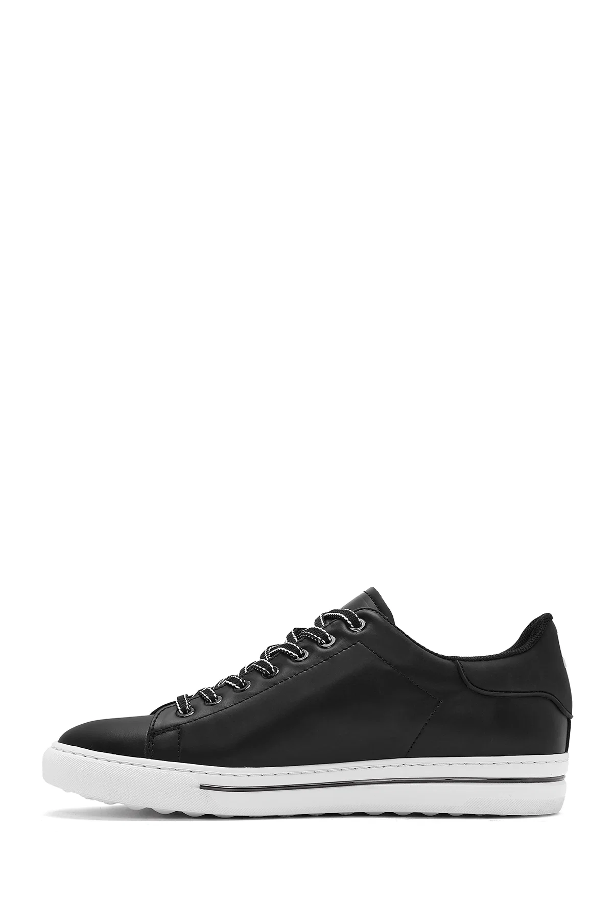 Erkek Siyah Bağcıklı Deri Sneaker - Image 4